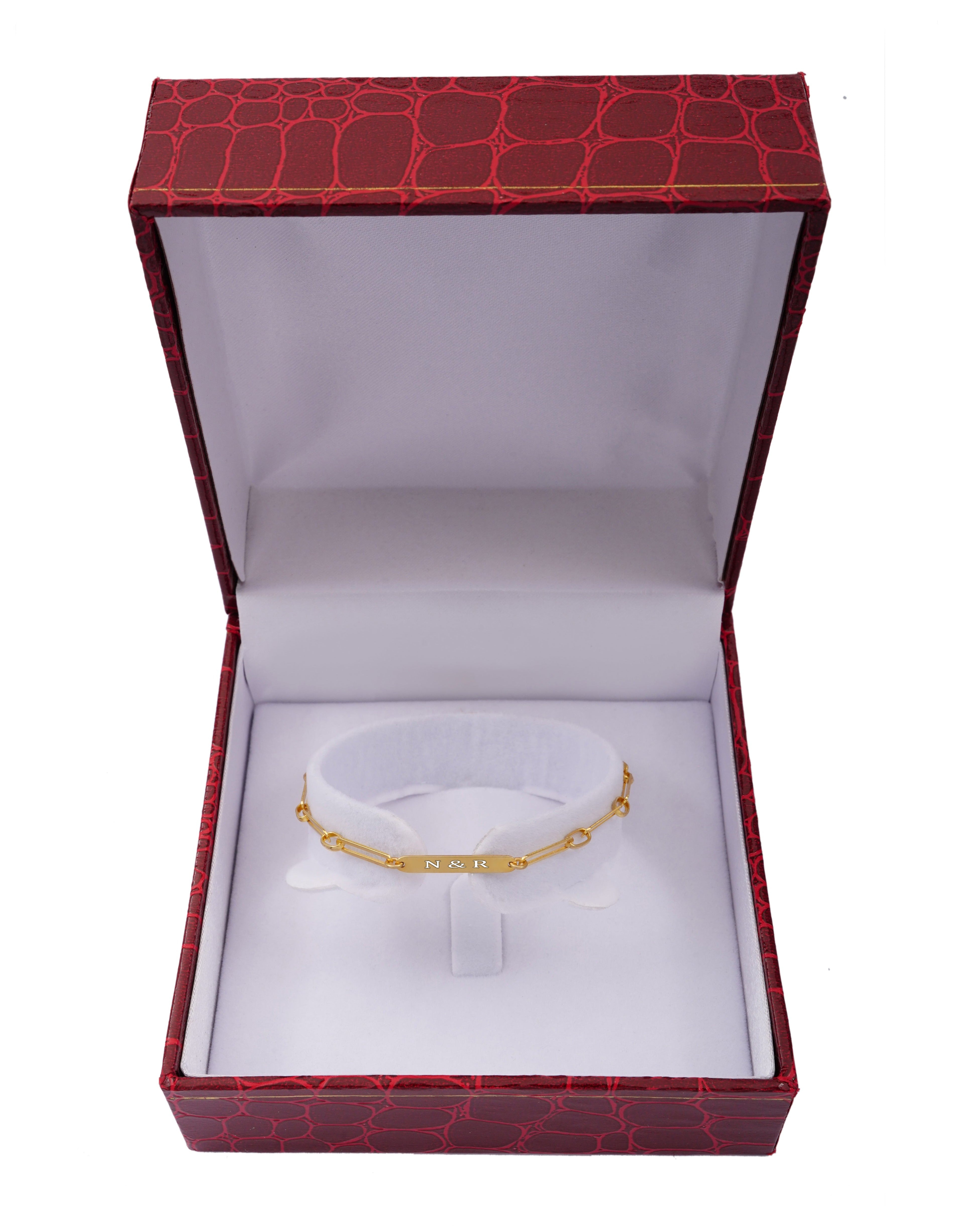 925 Silver Personalized Custom Engraving Paperclip Bracelet - Leona Jewelry