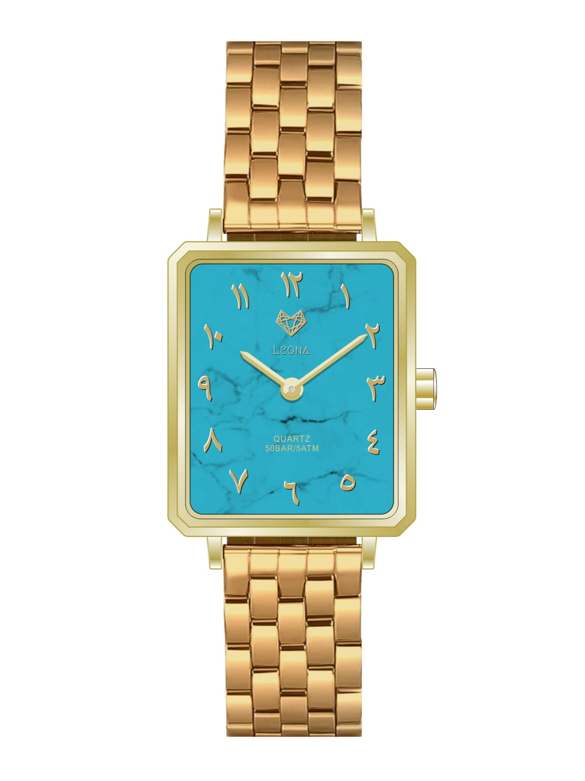 Elegance Watch Blue Turquoise Gold Plated - Leona Jewelry