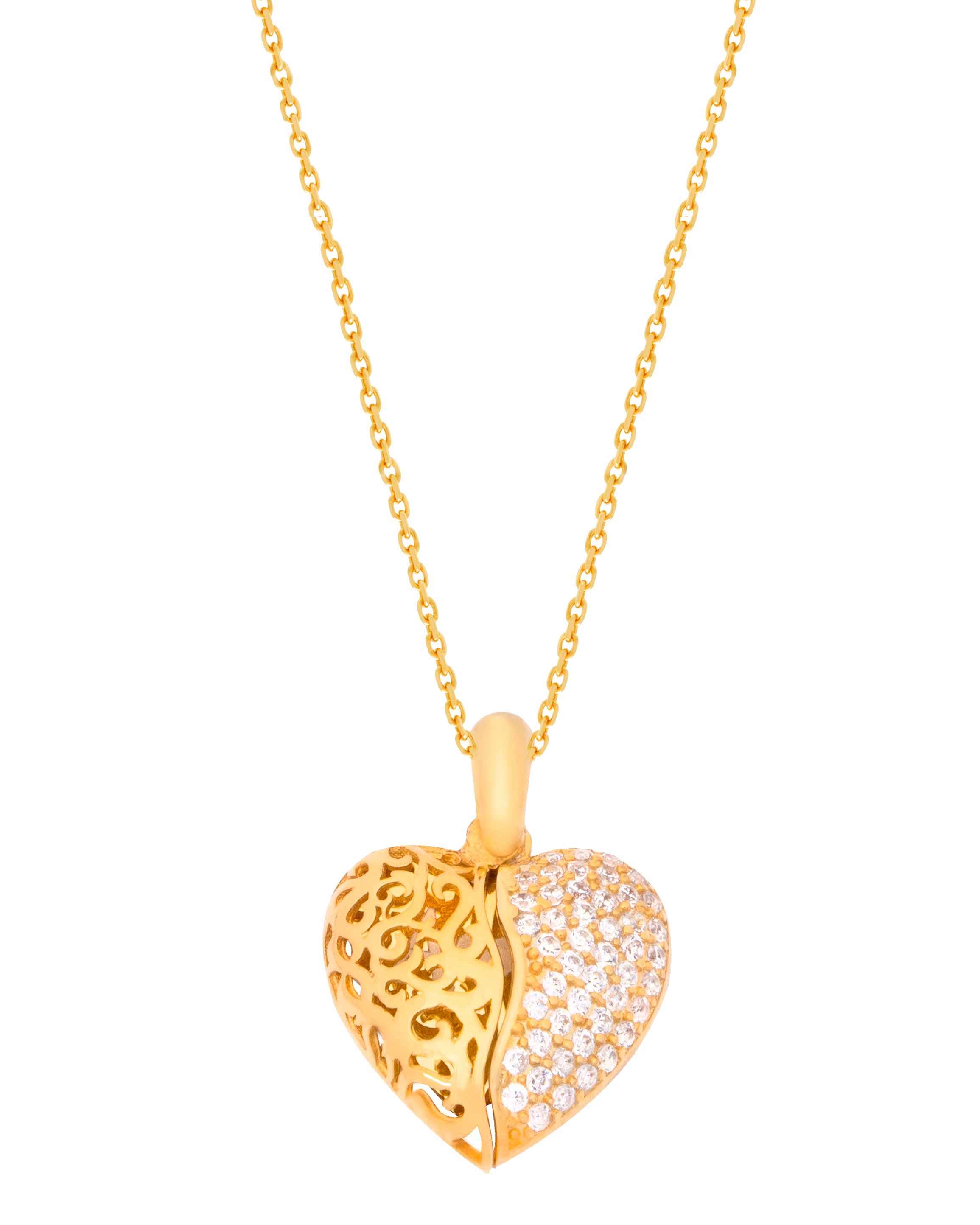 925 Silver Personalized Custom Golden Heart Jewelry Set - Leona Jewelry