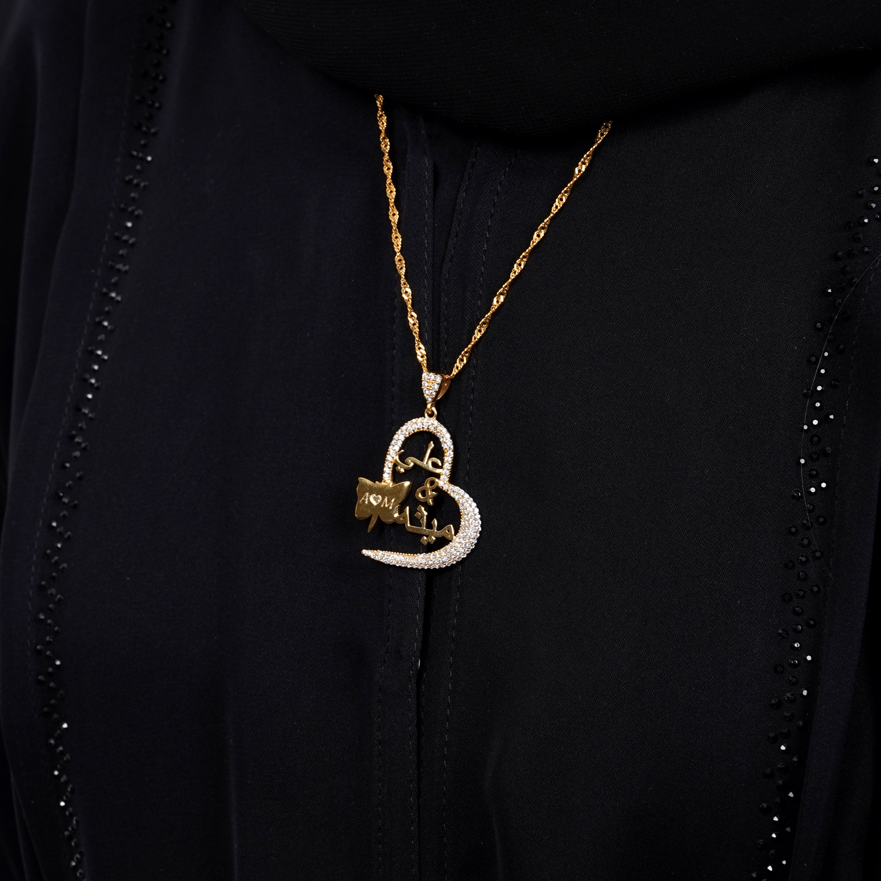 925 Silver Personalized Custom Love Couple Names & Butterfly Necklace - Leona Jewelry