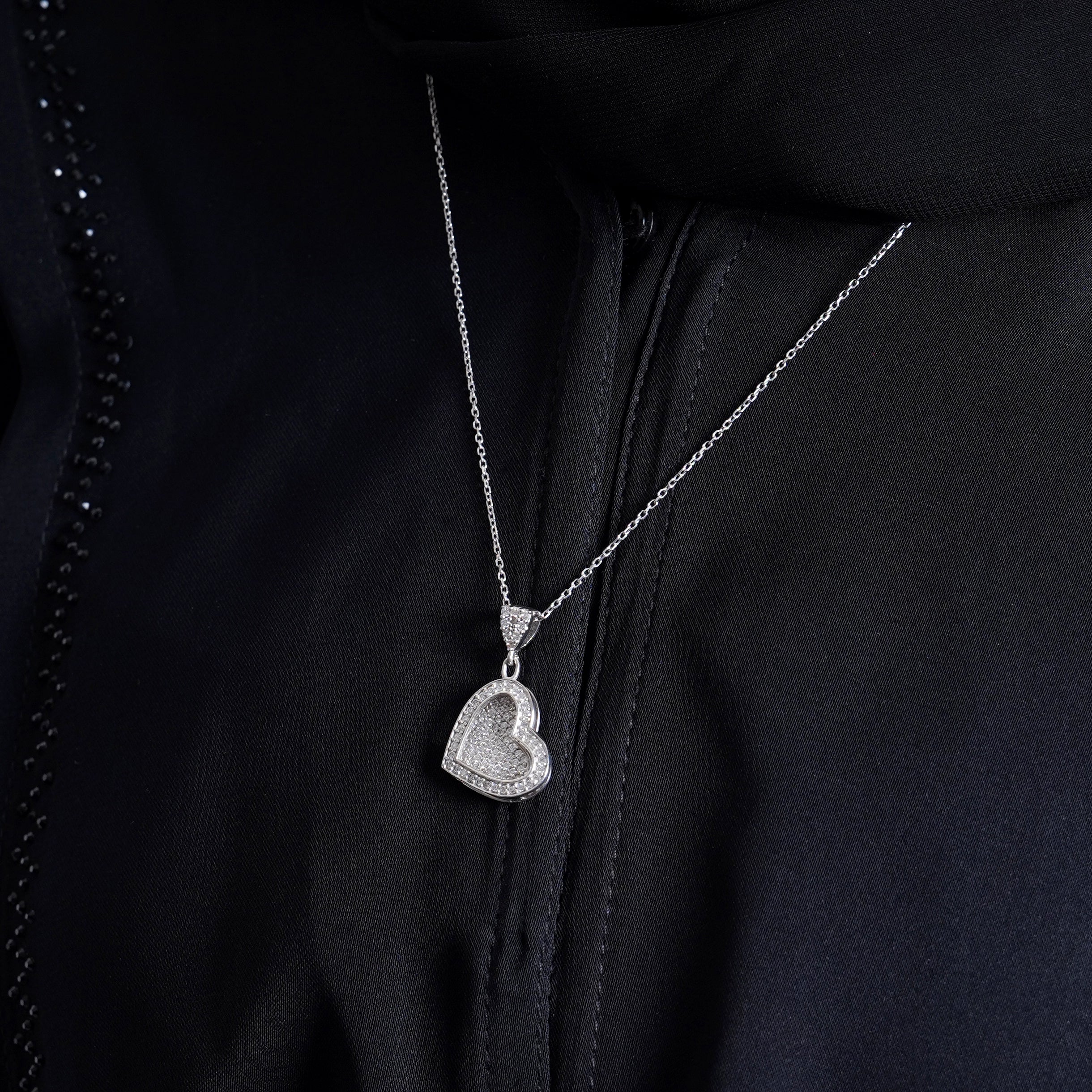 925 Silver Personalized Custom Heart Name Necklace (Silver) - Leona Jewelry