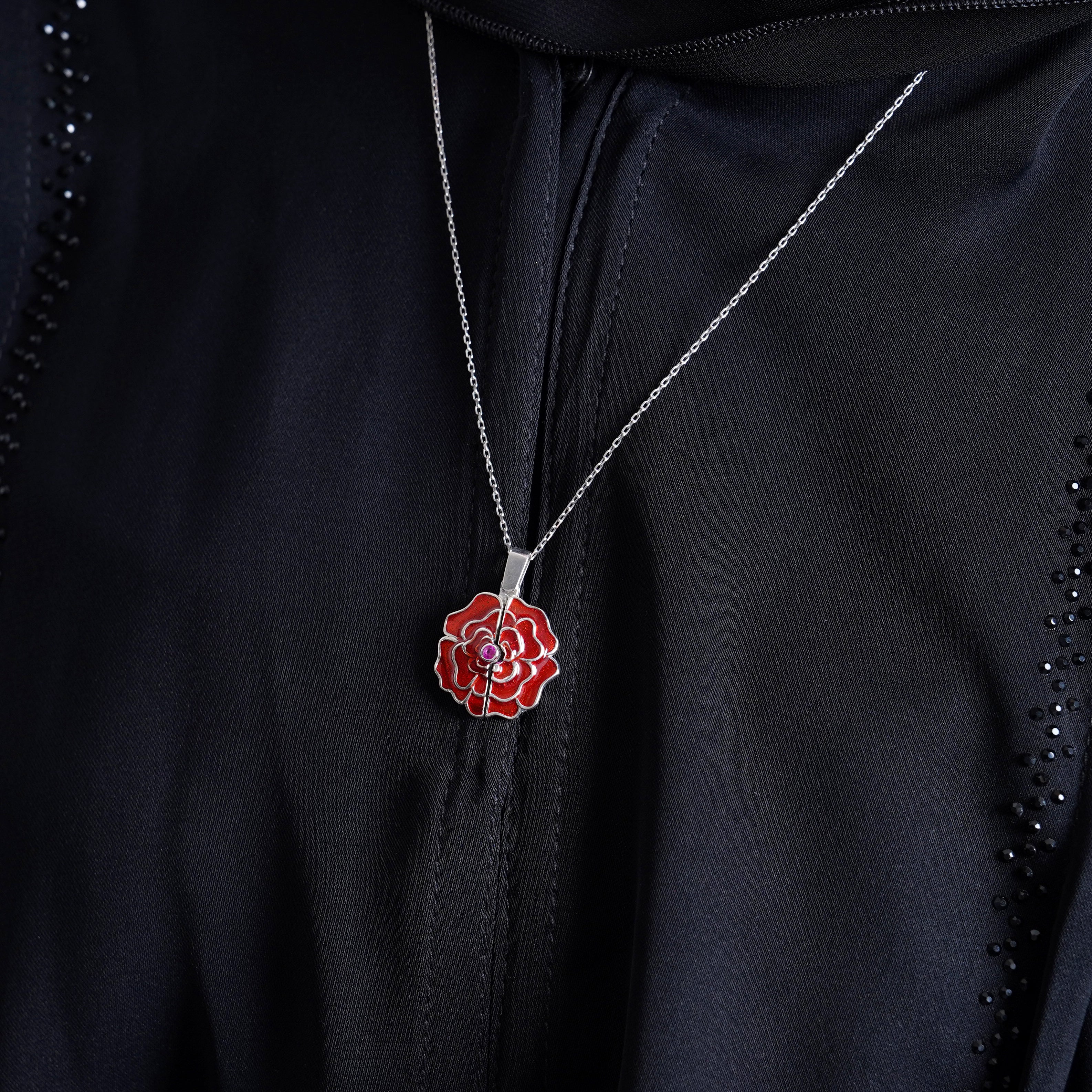 925 Silver Personalized Custom Rose Name Necklace (Silver) - Leona Jewelry