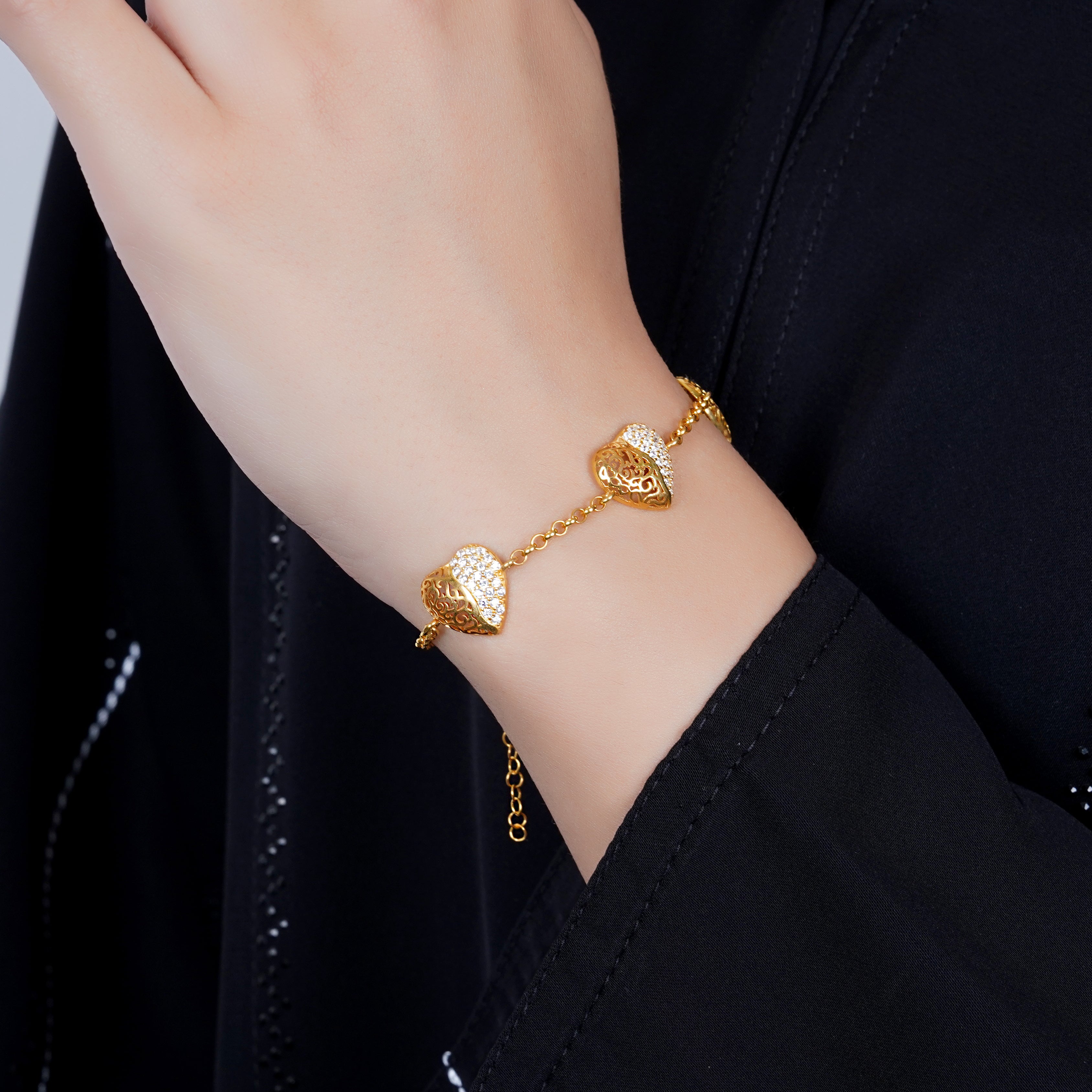 925 Silver Three hearts bracelet - Leona Jewelry