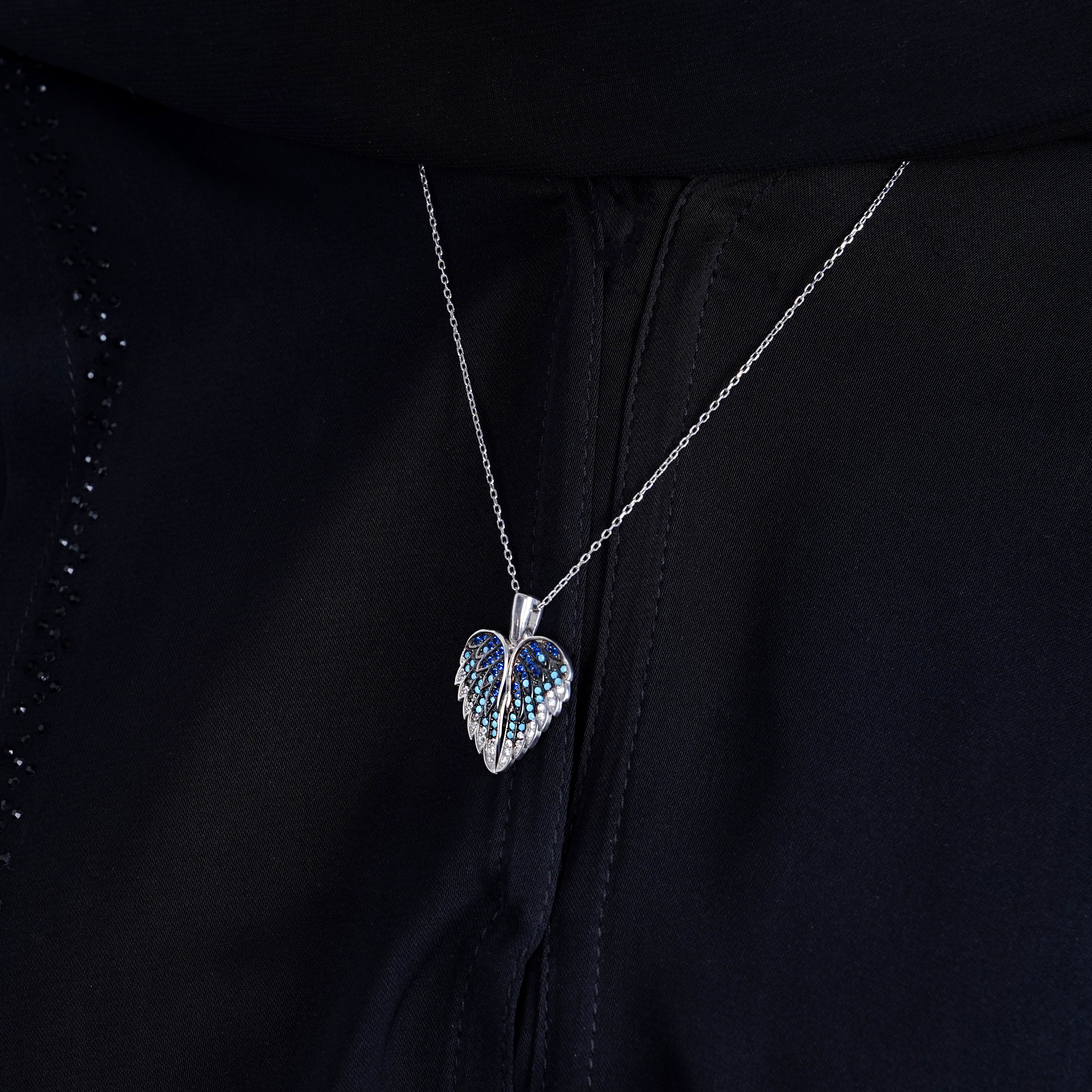 925 Silver Personalized Custom Angel Wings Name Necklace (Multicolor Stones) - Leona Jewelry