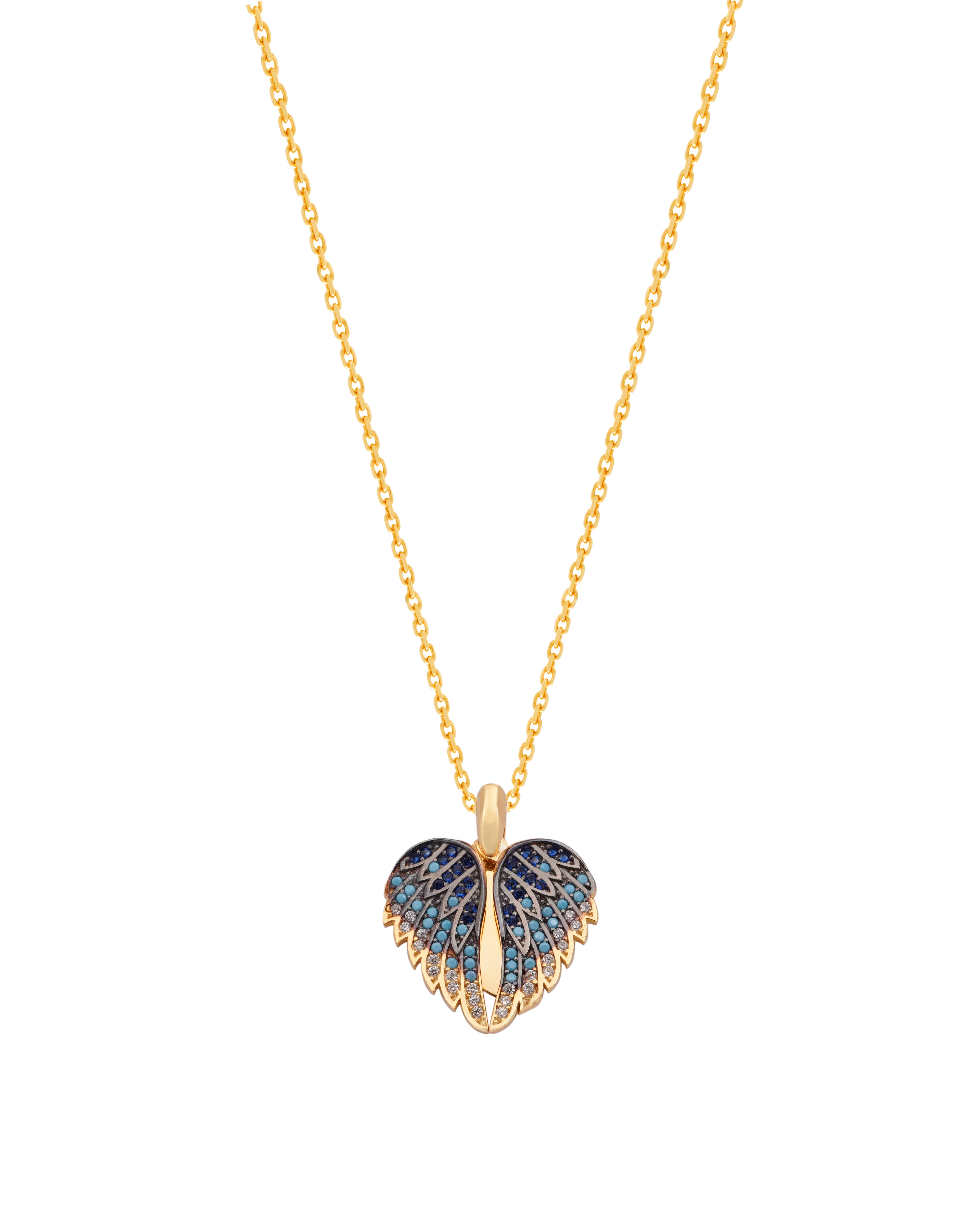 925 Silver Personalized Custom Angel Wings Name Necklace (Multicolor Stones) - Leona Jewelry