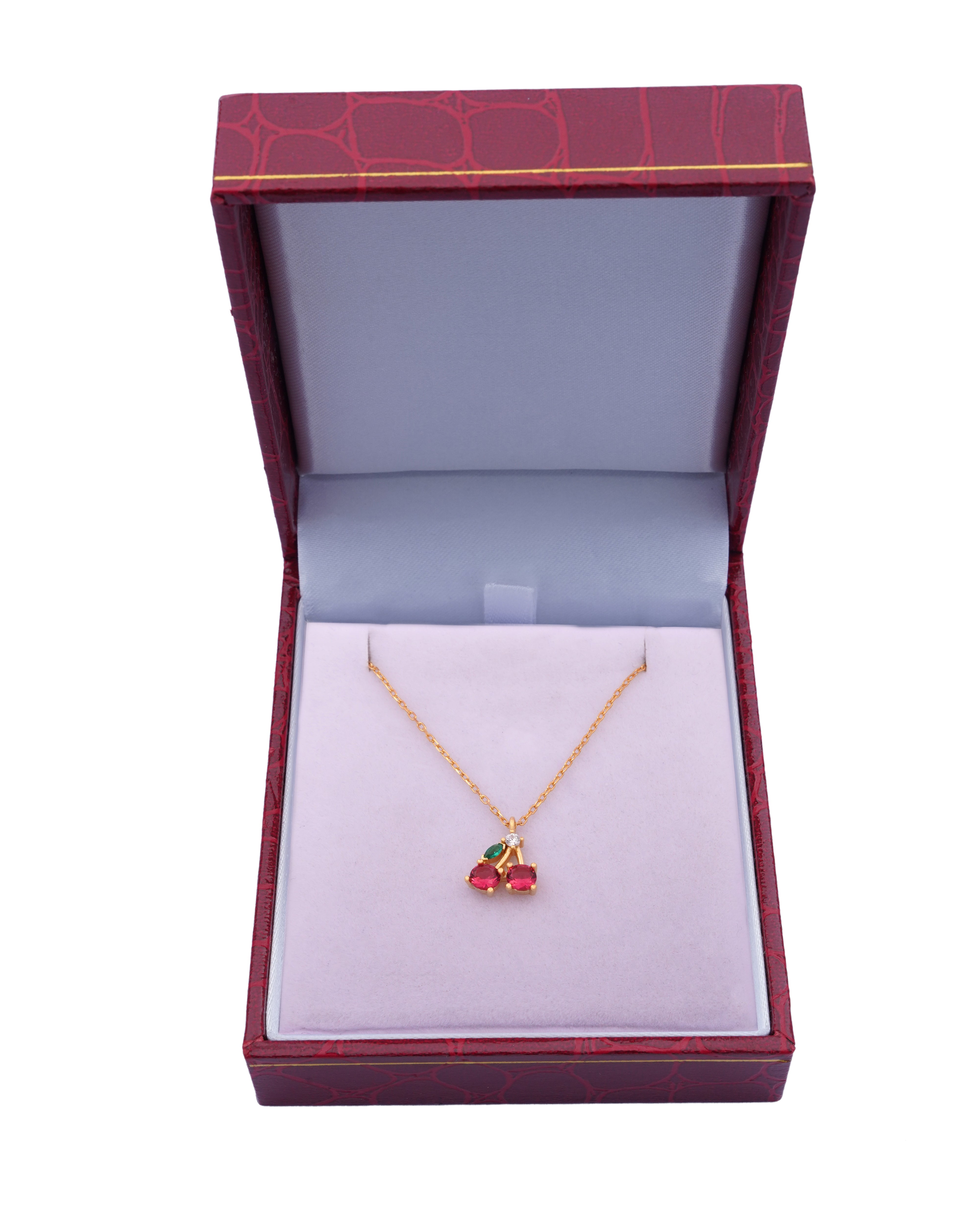 925 Silver Dainty Cherry Necklace - Leona Jewelry