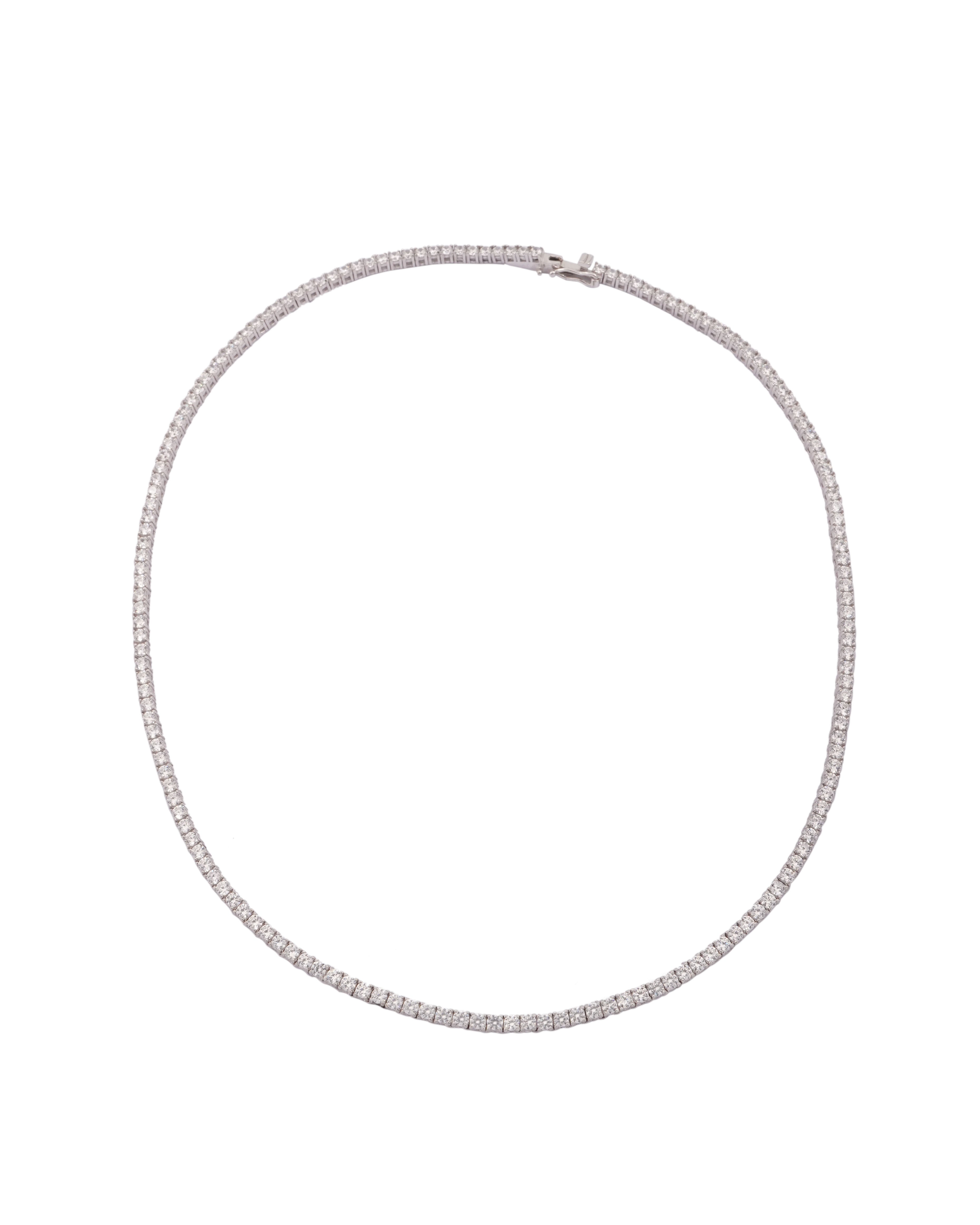 925 Silver Tennis Necklace (Silver) - Leona Jewelry