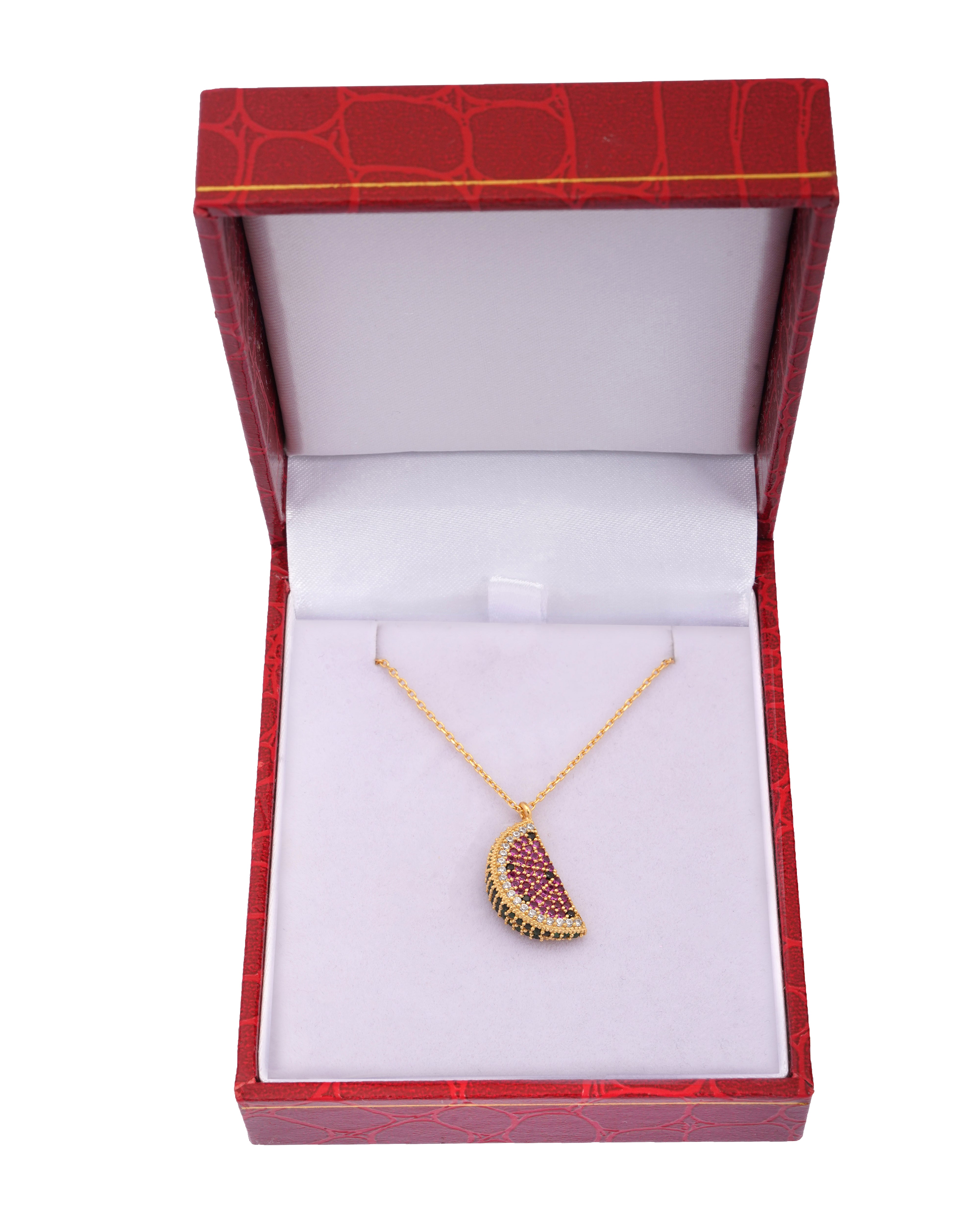 925 Silver Dainty Watermelon Necklace - Leona Jewelry