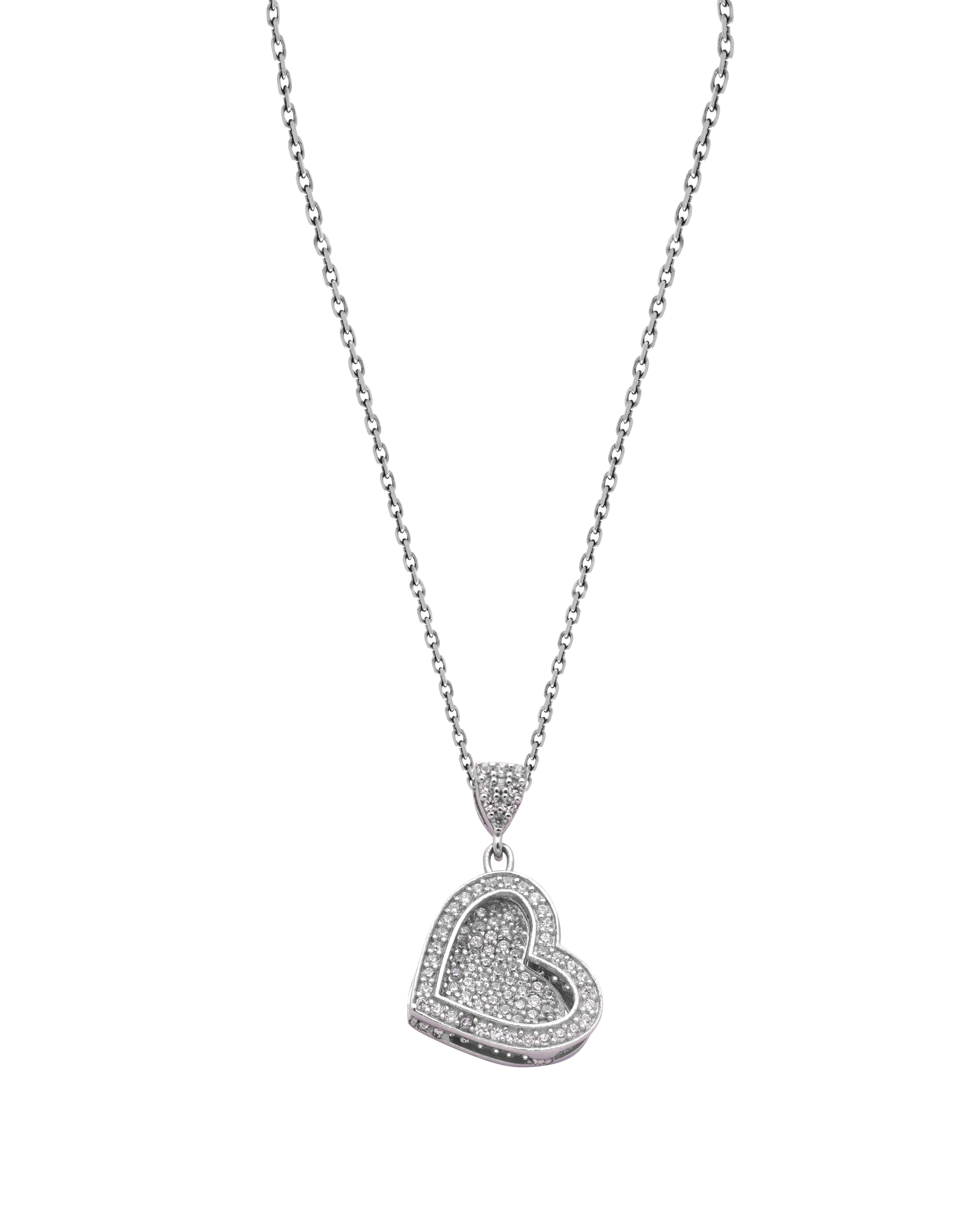 925 Silver Personalized Custom Heart Name Necklace (Silver) - Leona Jewelry