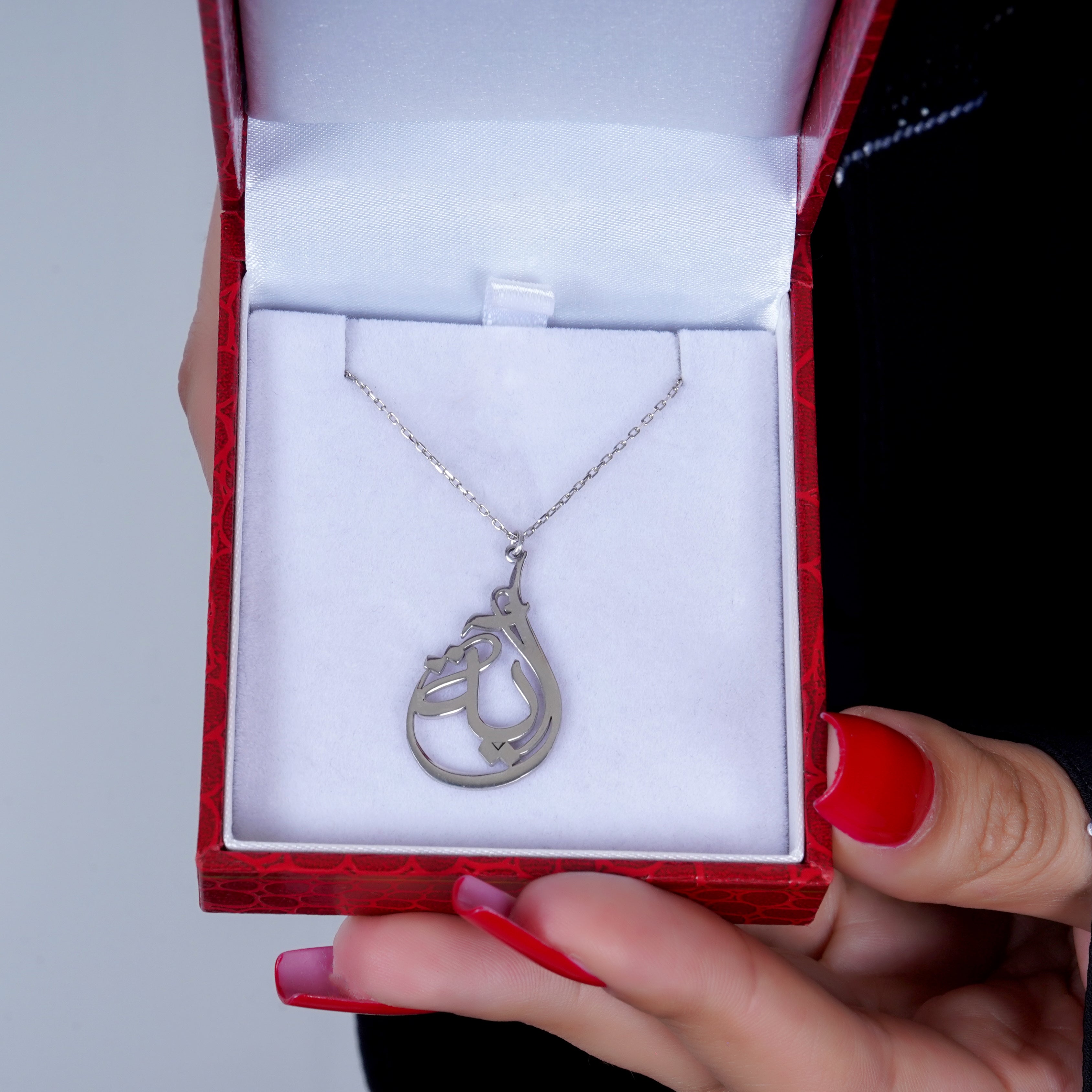 925 Silver Personalized Custom Handmade Arabic Calligraphy Name Necklace - Leona Jewelry