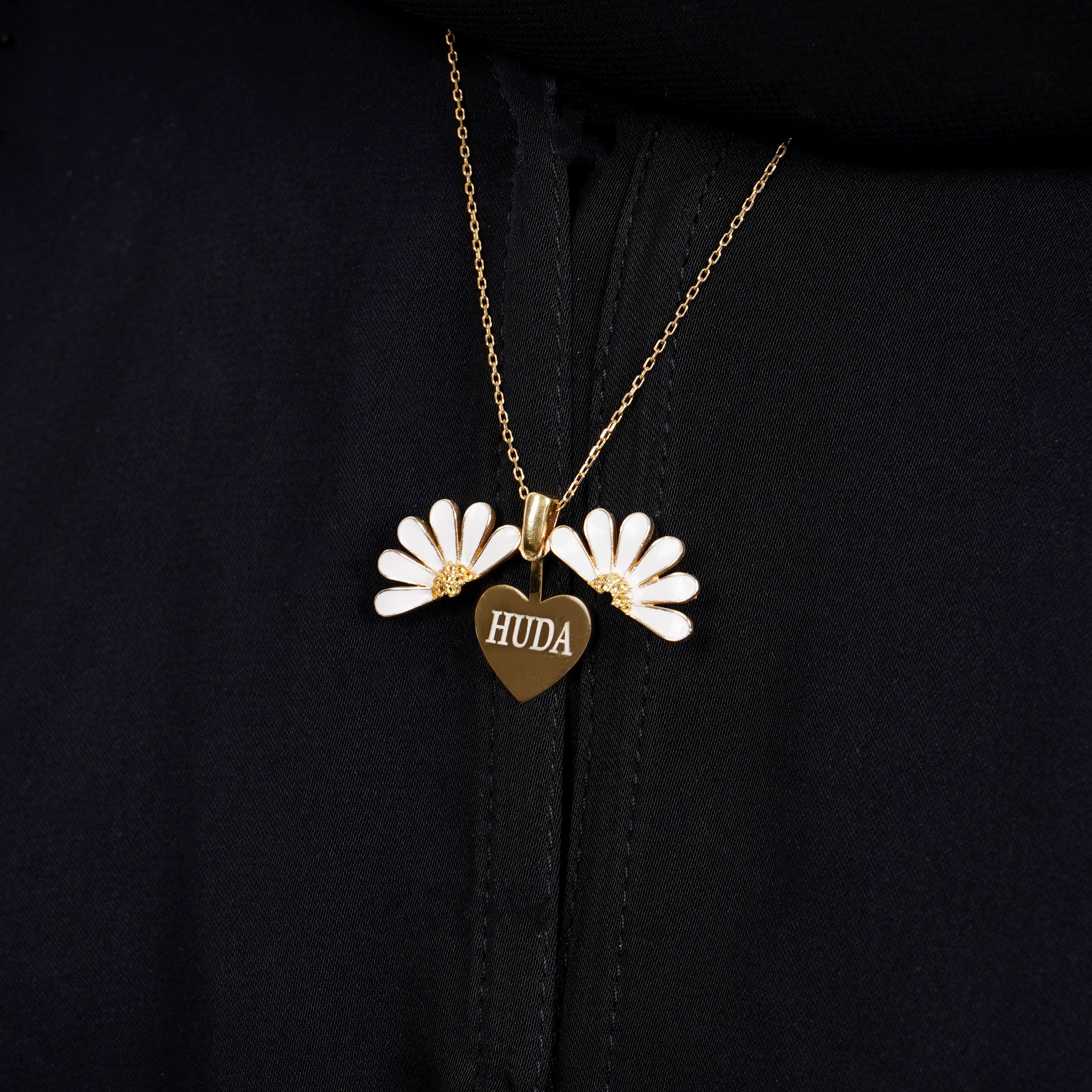 925 Silver Personalized Custom White Flower Name Necklace - Leona Jewelry