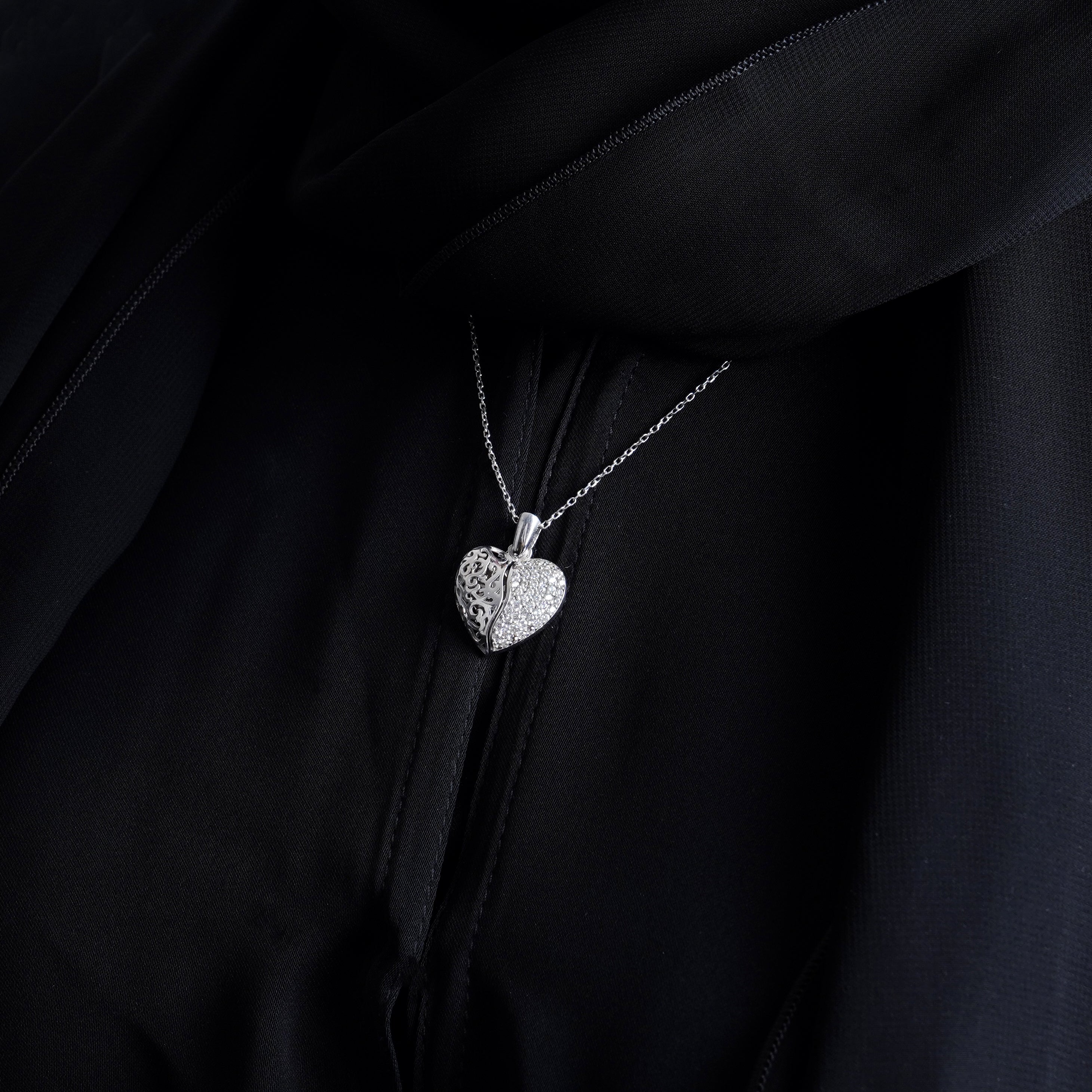 925 Silver Personalized Custom Heart Name Necklace (Silver) - Leona Jewelry