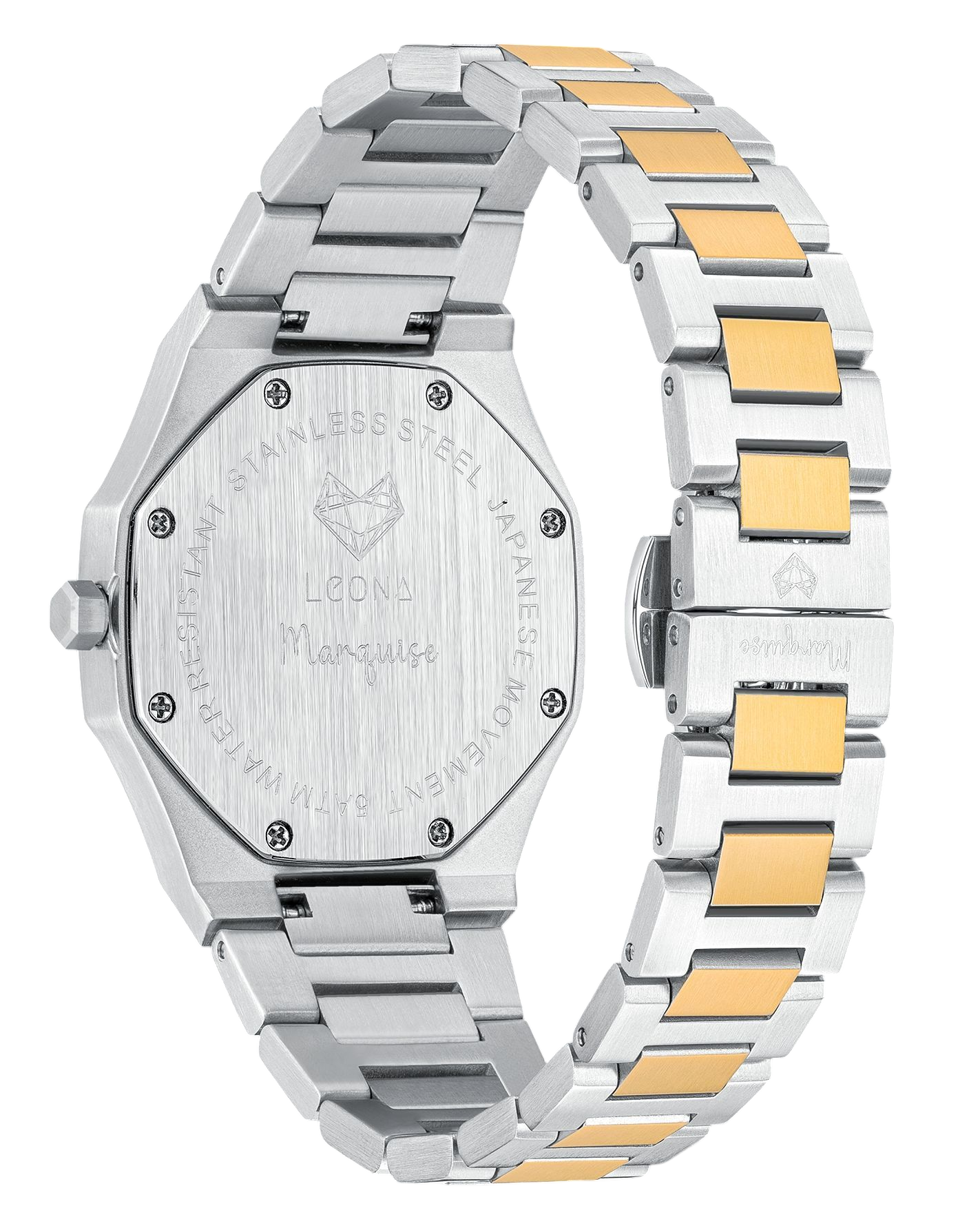 Marquise (Burgundy Red) – Full Steel, Japanese Movement, Waterproof, Gold Plated