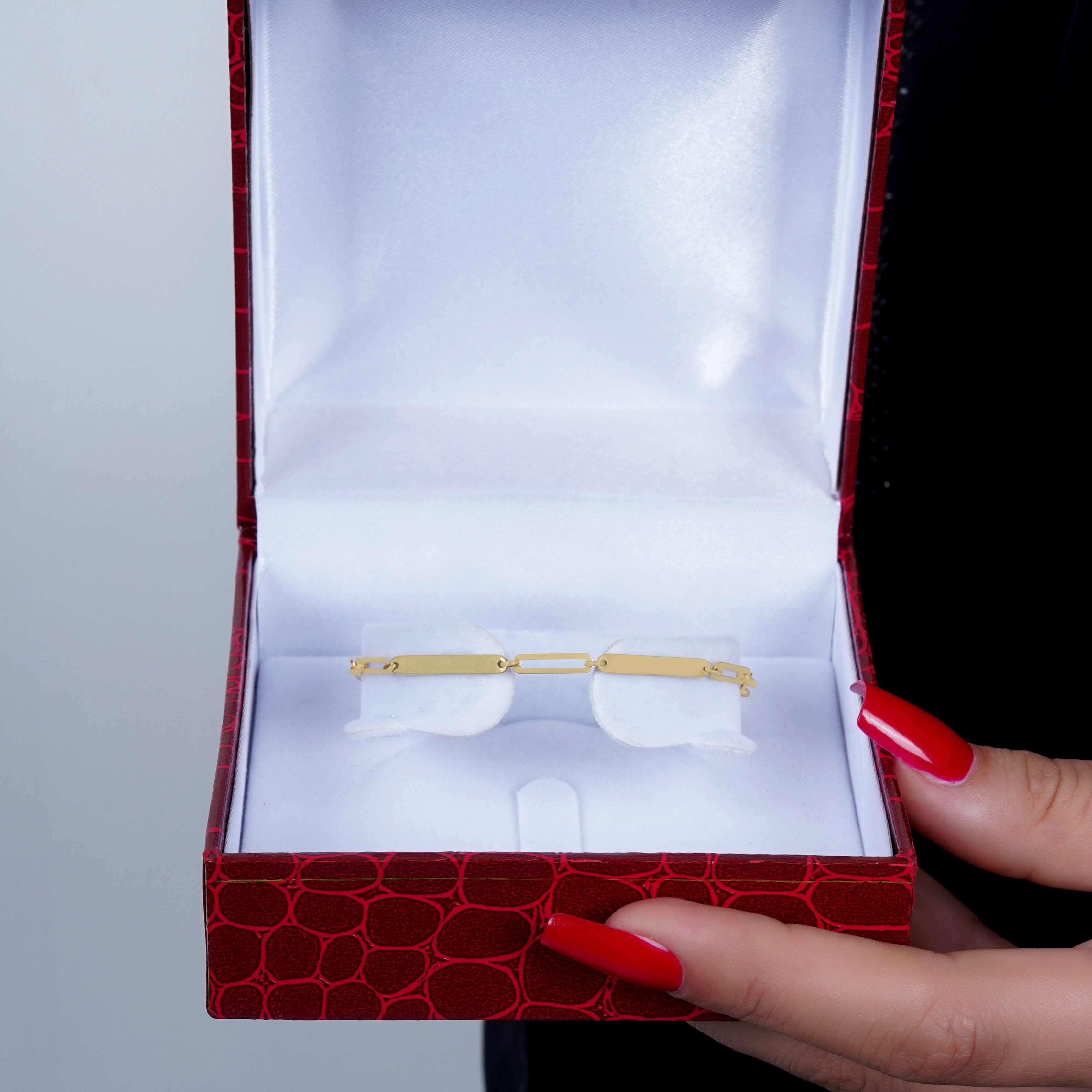 925 Silver Personalized Custom Engraving Paperclip Bracelet - Leona Jewelry