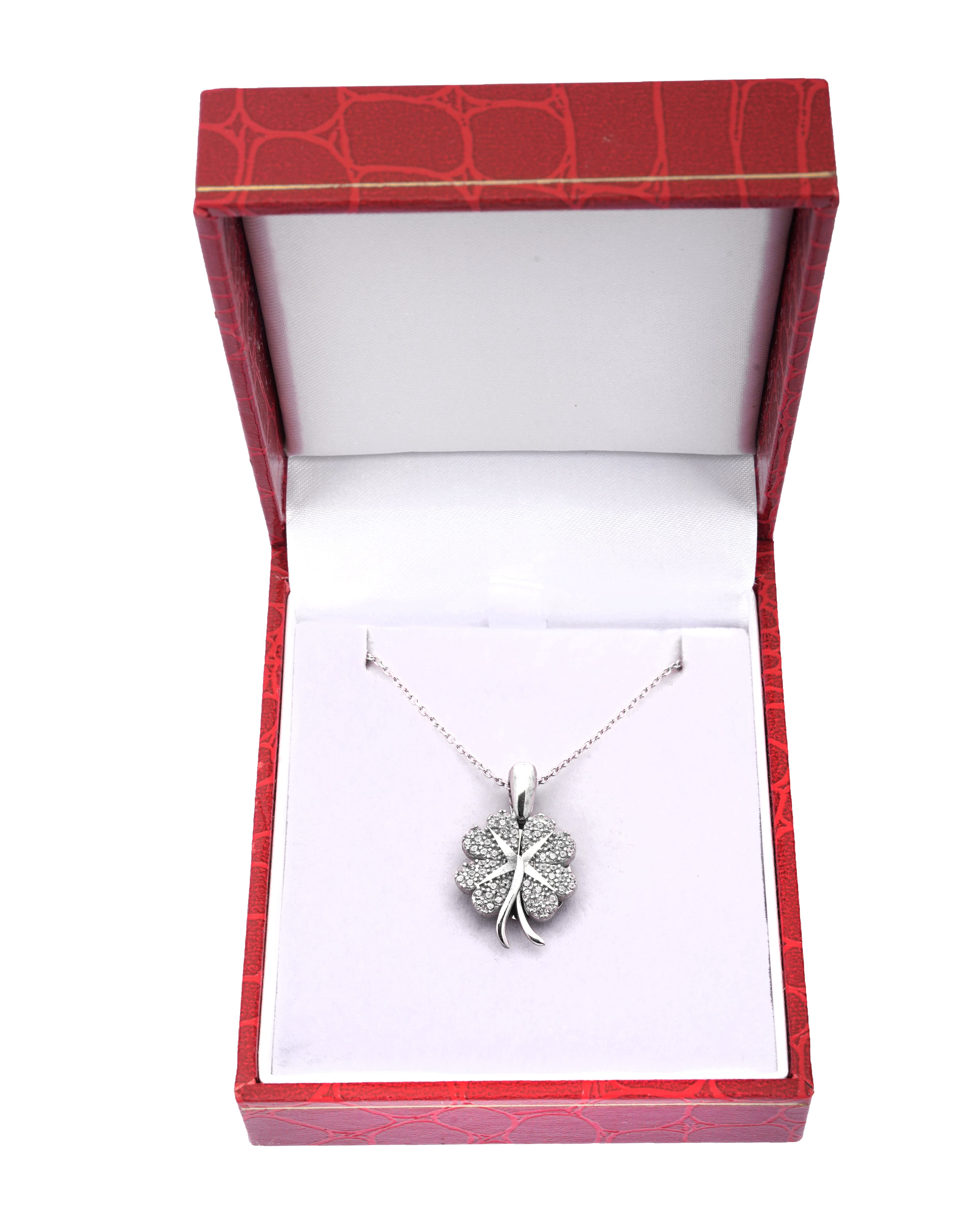 925 Silver Personalized Custom Clover Name Necklace (Silver) - Leona Jewelry