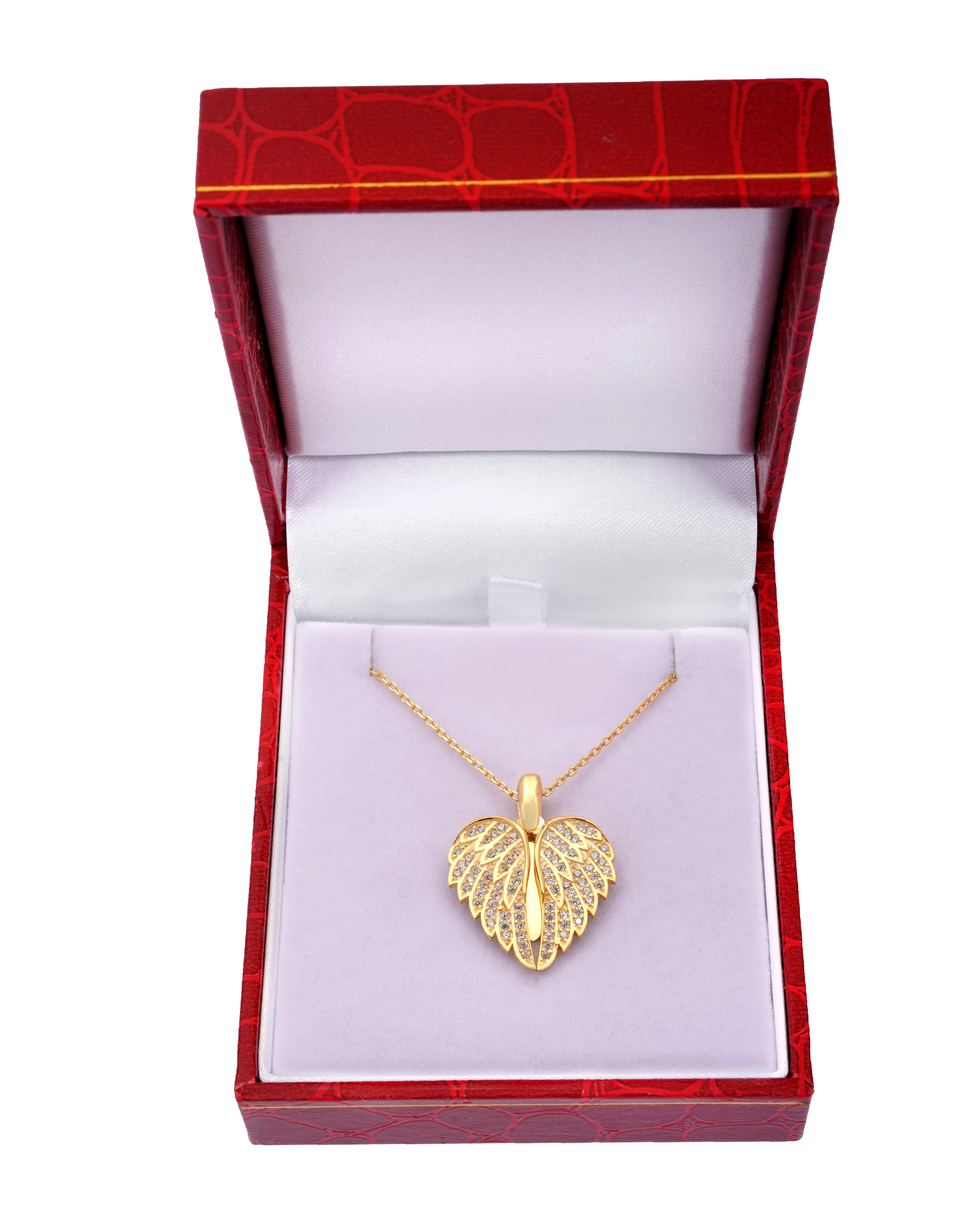 925 Silver Personalized Custom Angel Wings Name Necklace (White Stones) - Leona Jewelry