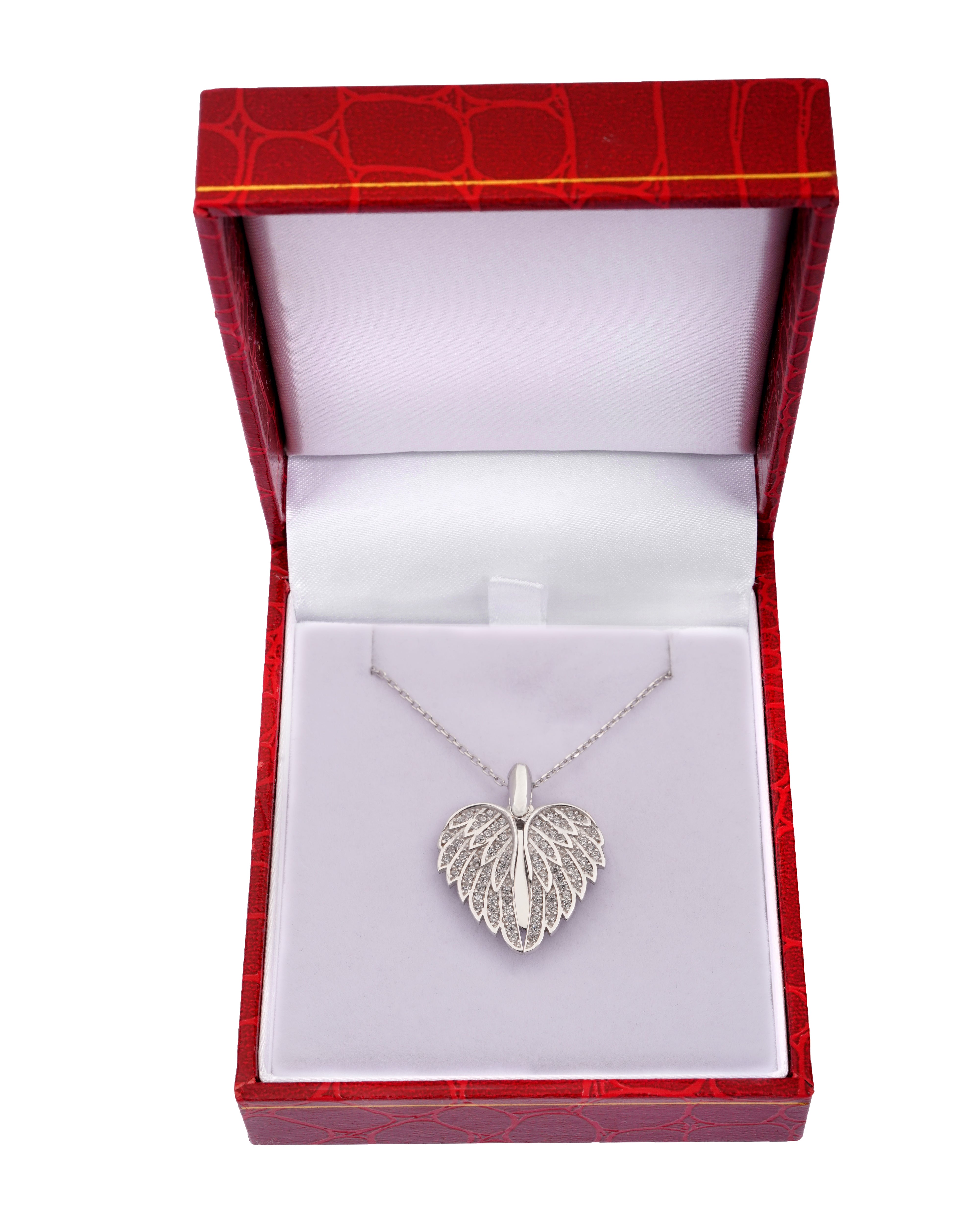 925 Silver Personalized Custom Angel Wings Name Necklace (White Stones) - Leona Jewelry