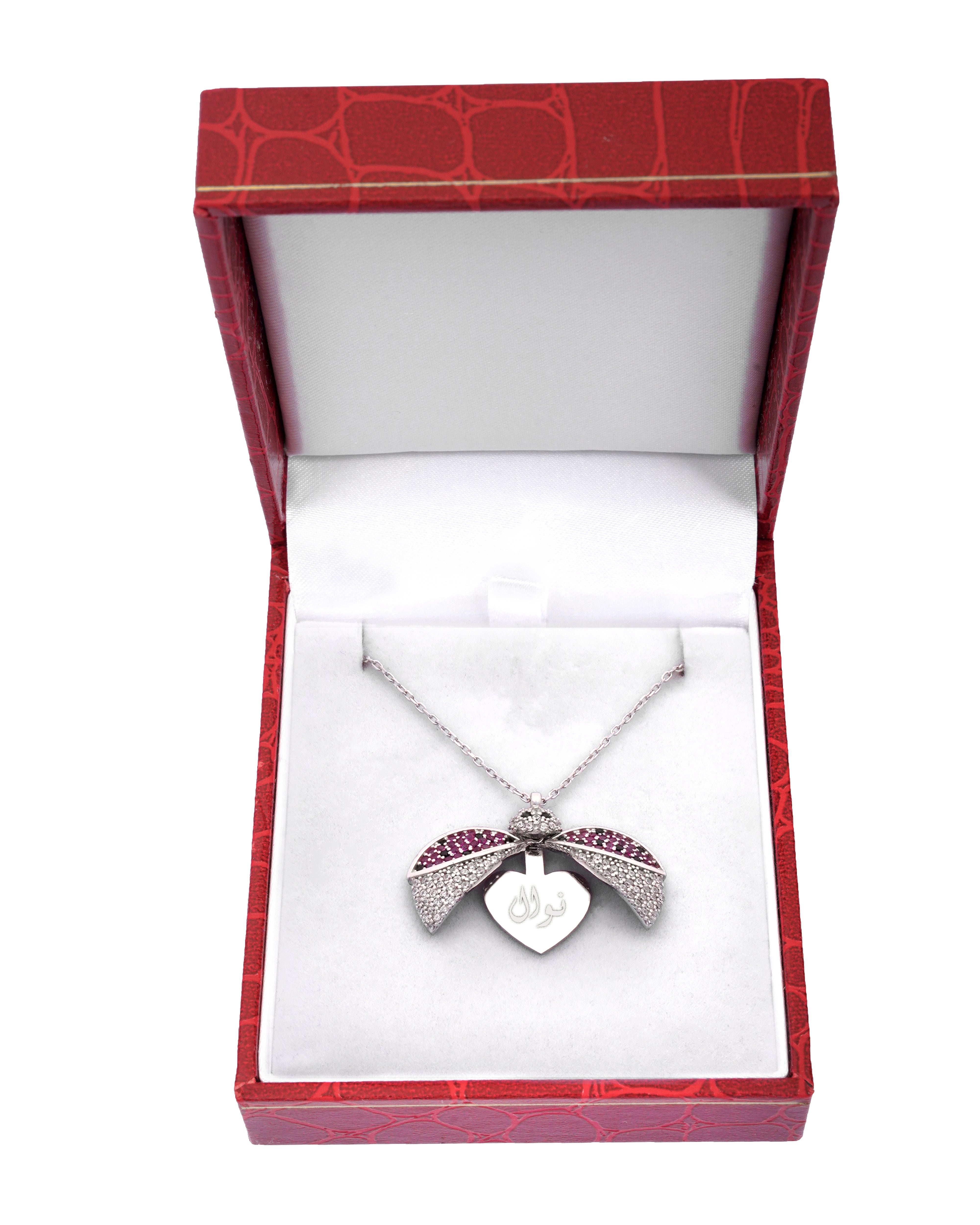 925 Silver Personalized Custom Ladybug Name Necklace (Silver) - Leona Jewelry