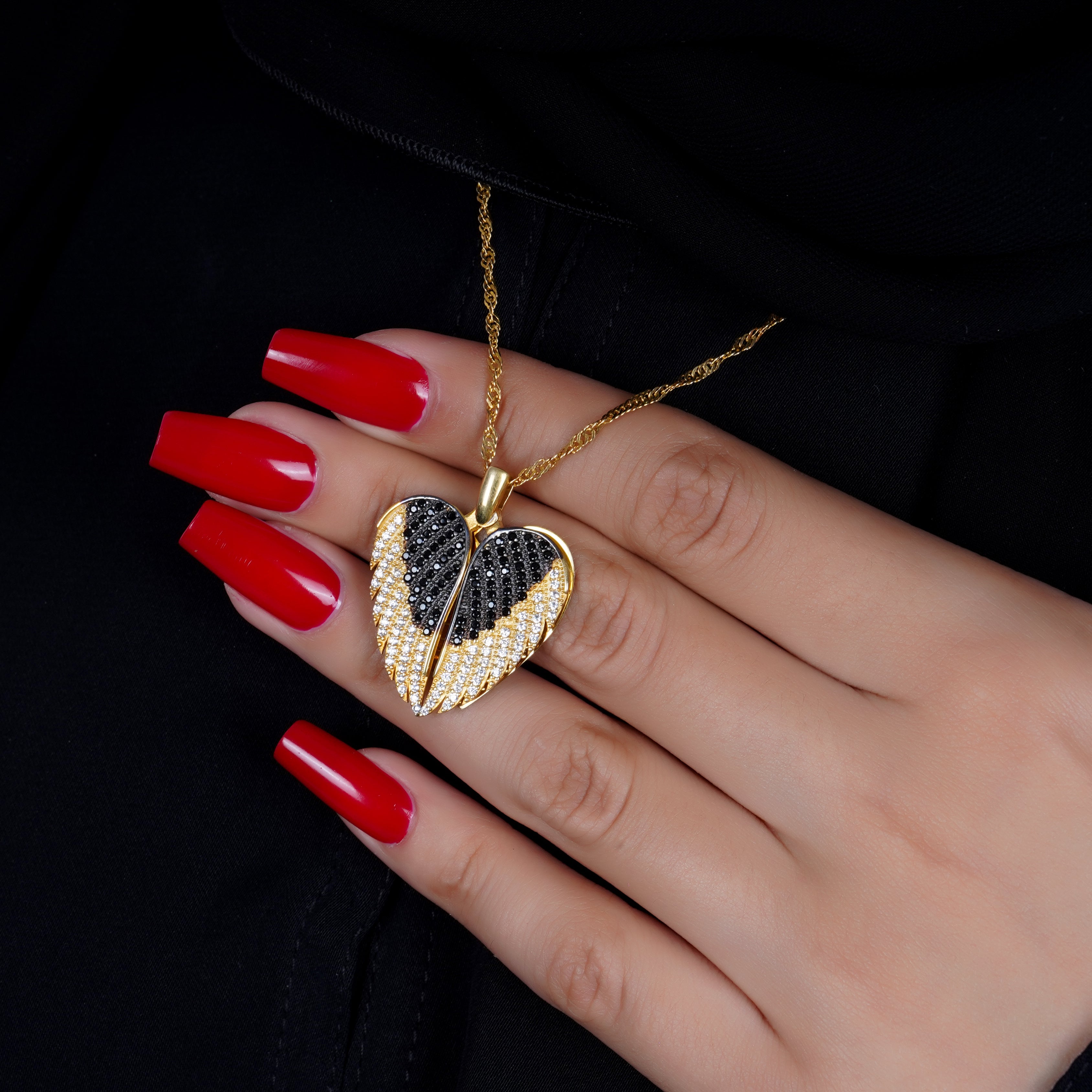 925 Silver Personalized Custom Big Angel Wings Name Necklace - Leona Jewelry