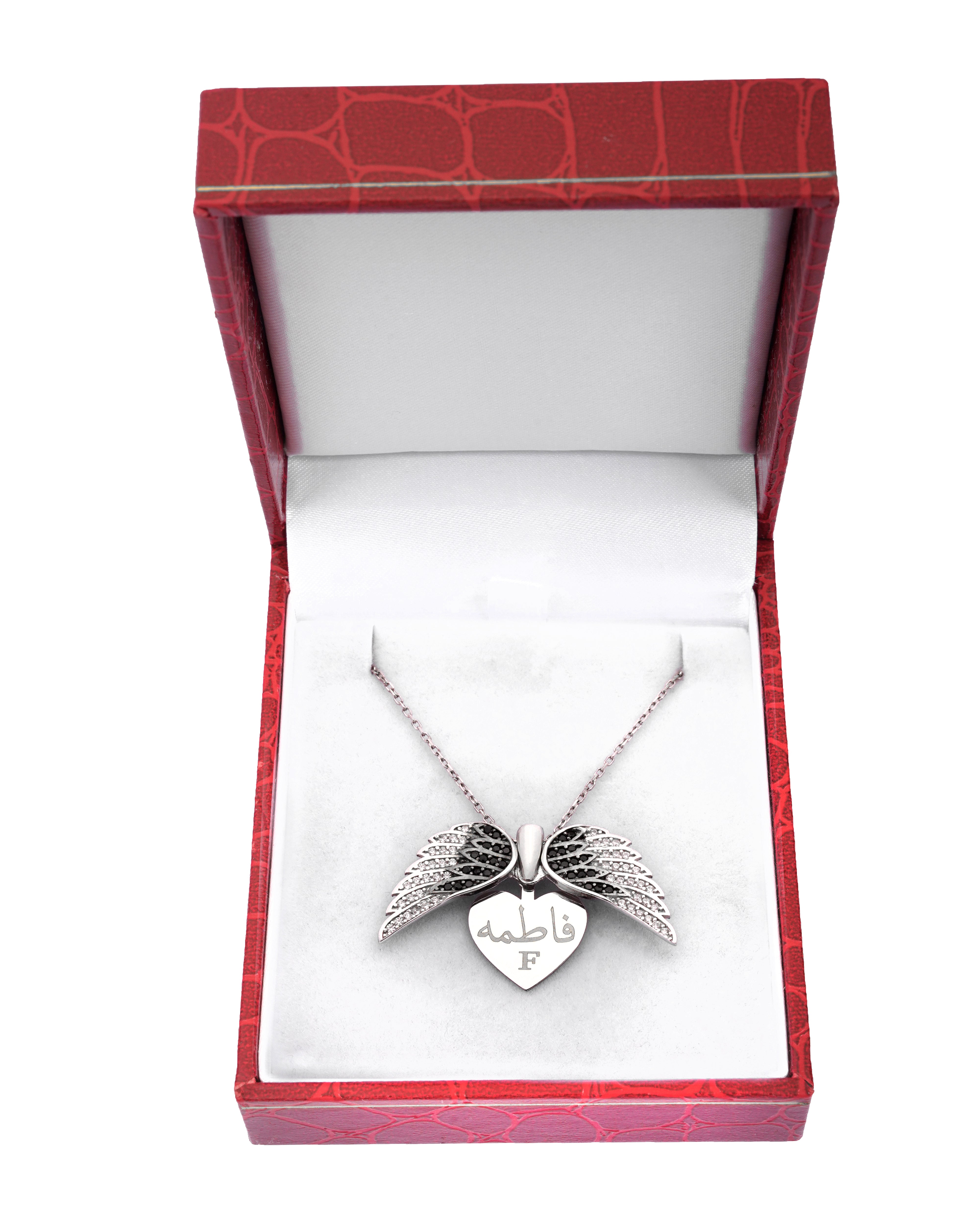 925 Silver Personalized Custom Angel Wings Name Necklace (Silver) - Leona Jewelry