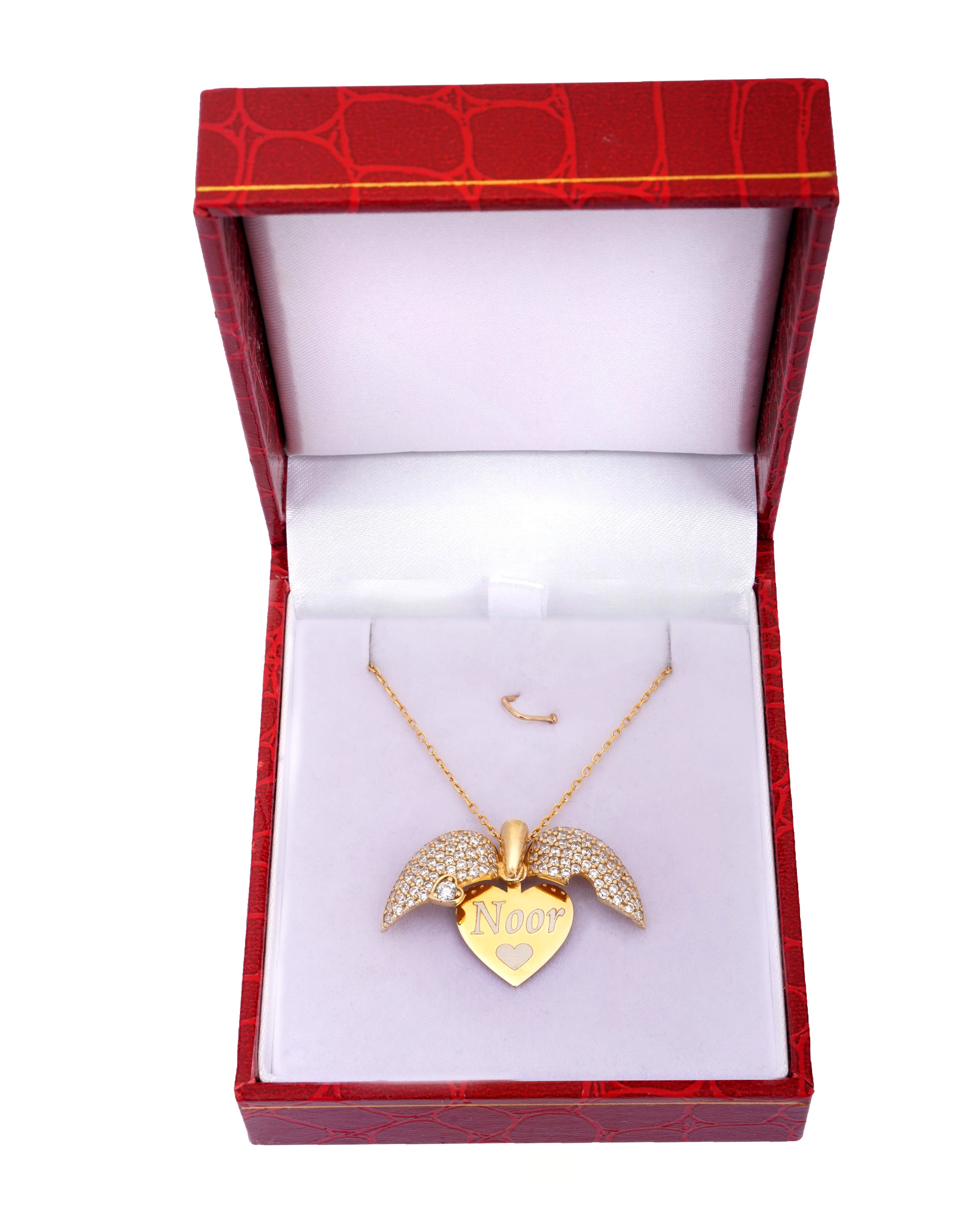 925 Silver Personalized Custom Golden Heart Name Necklace - Leona Jewelry