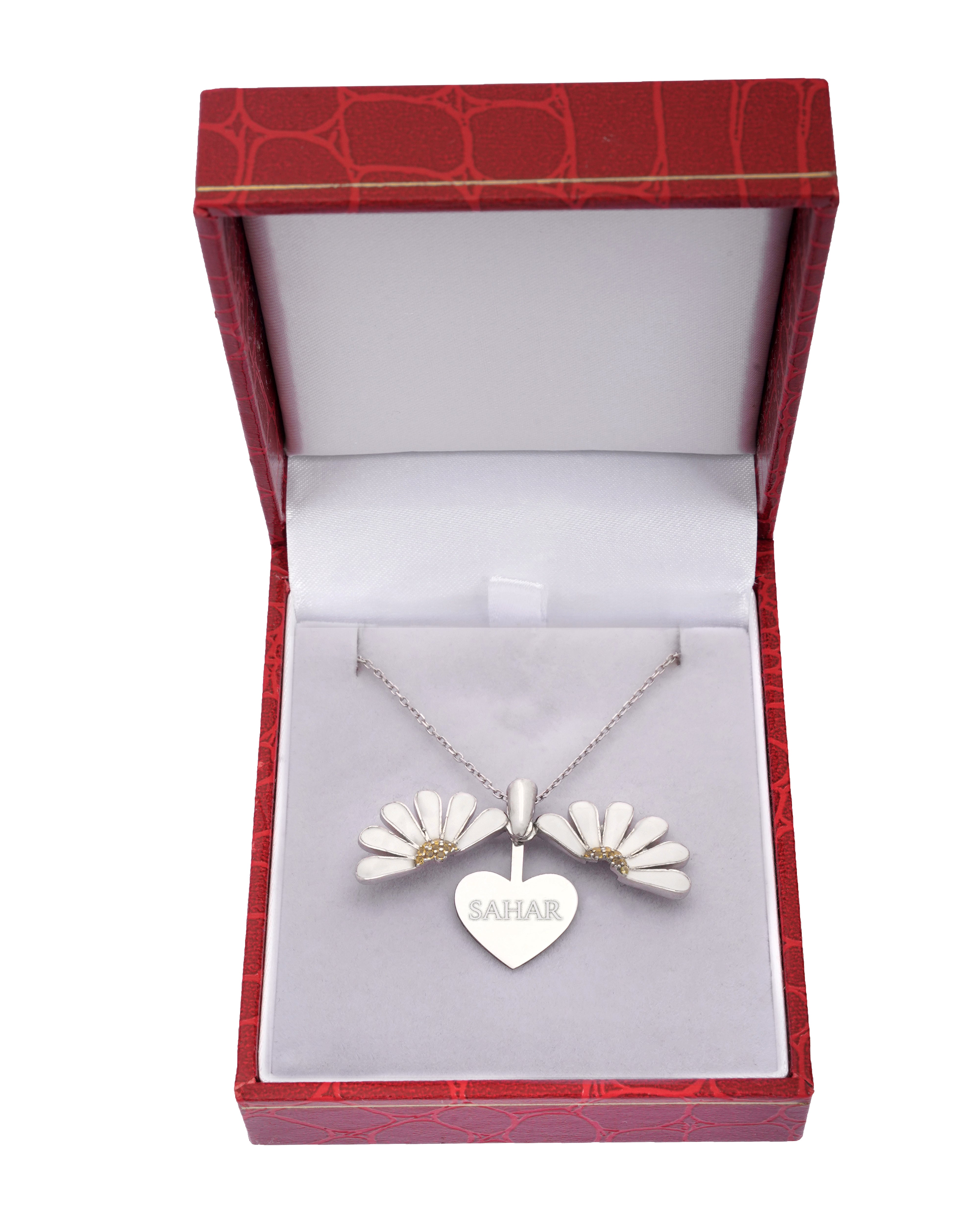 925 Silver Personalized Custom Flower Name Necklace (Silver) - Leona Jewelry