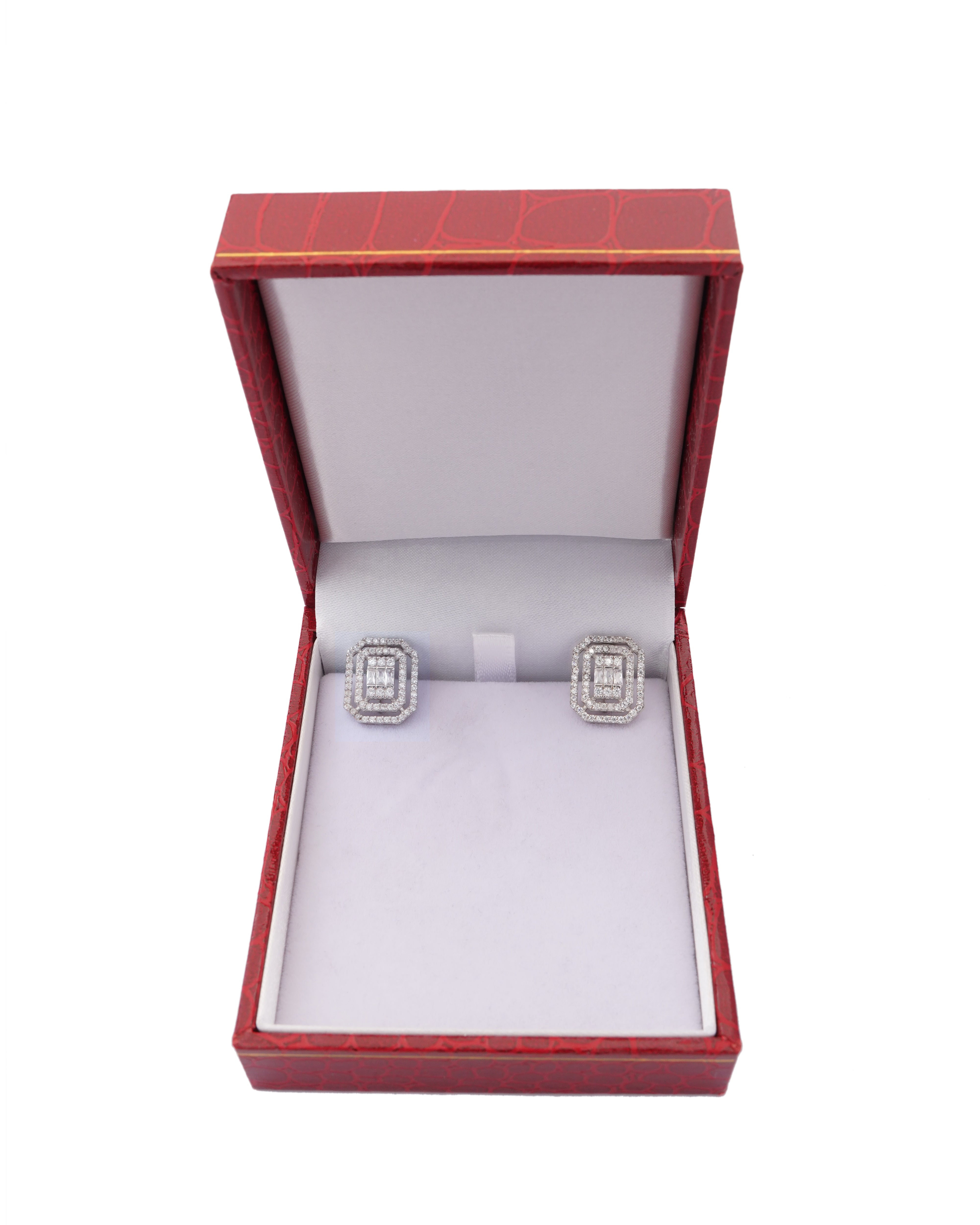 925 Silver Octagon Earrings (Silver) - Leona Jewelry