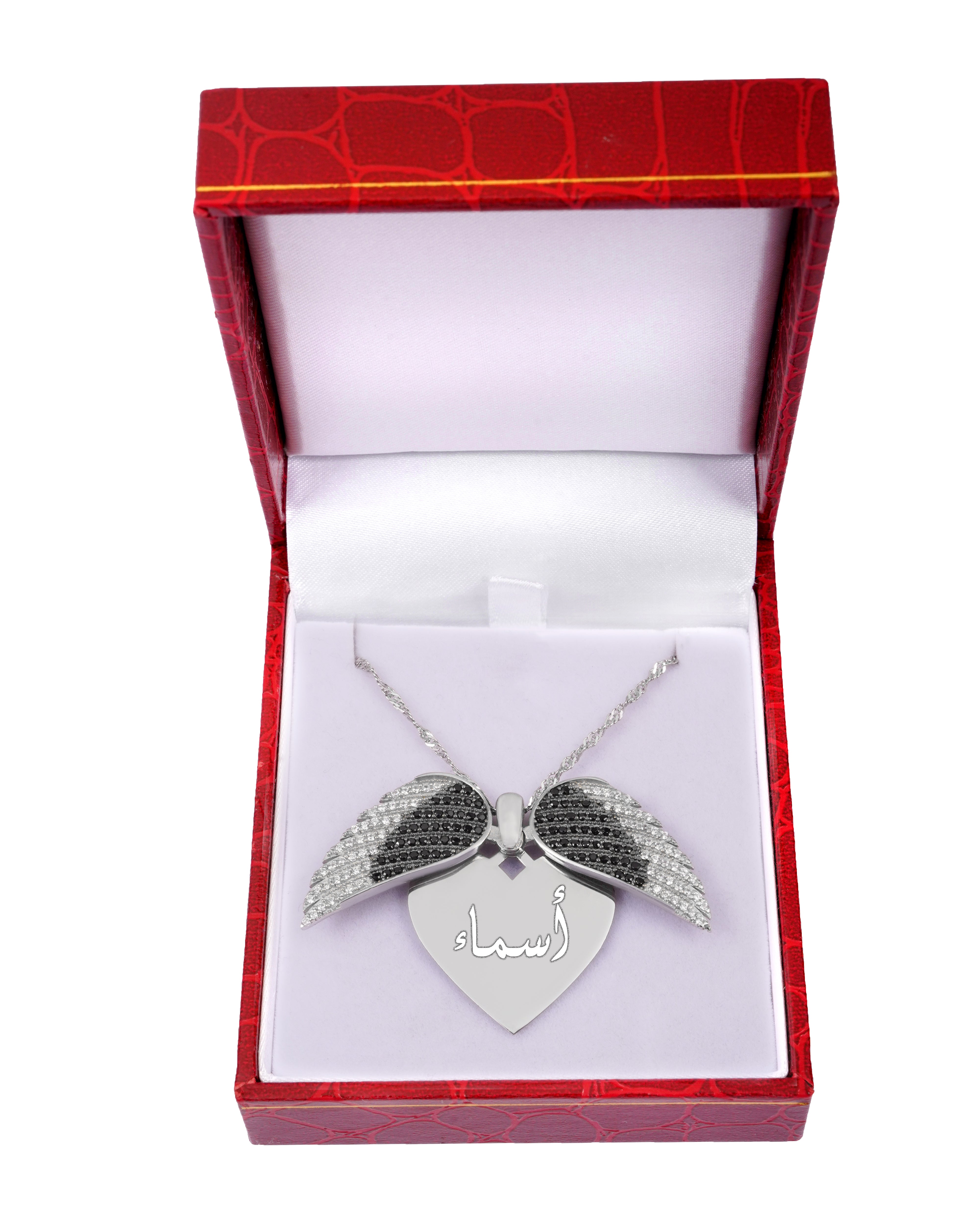 925 Silver Personalized Custom Big Angel Wings Name Necklace - Leona Jewelry