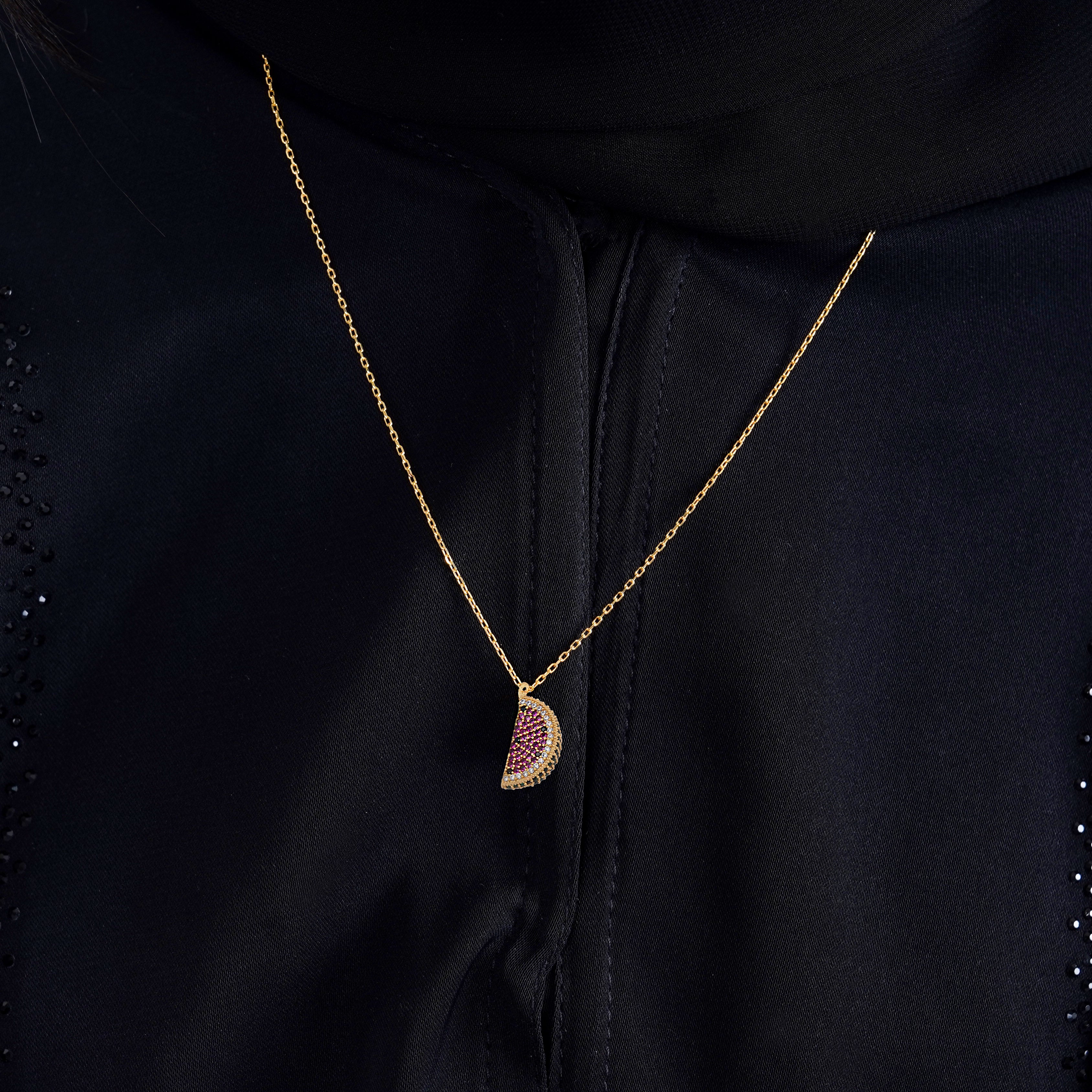 925 Silver Dainty Watermelon Necklace - Leona Jewelry
