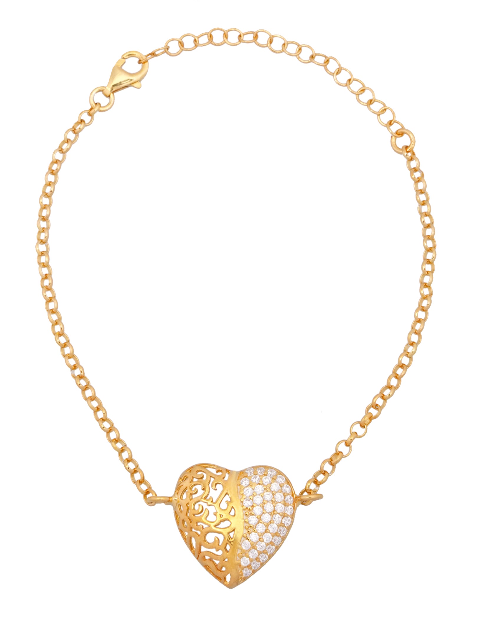 925 Silver Personalized Custom Golden Heart Name Necklace - Leona Jewelry