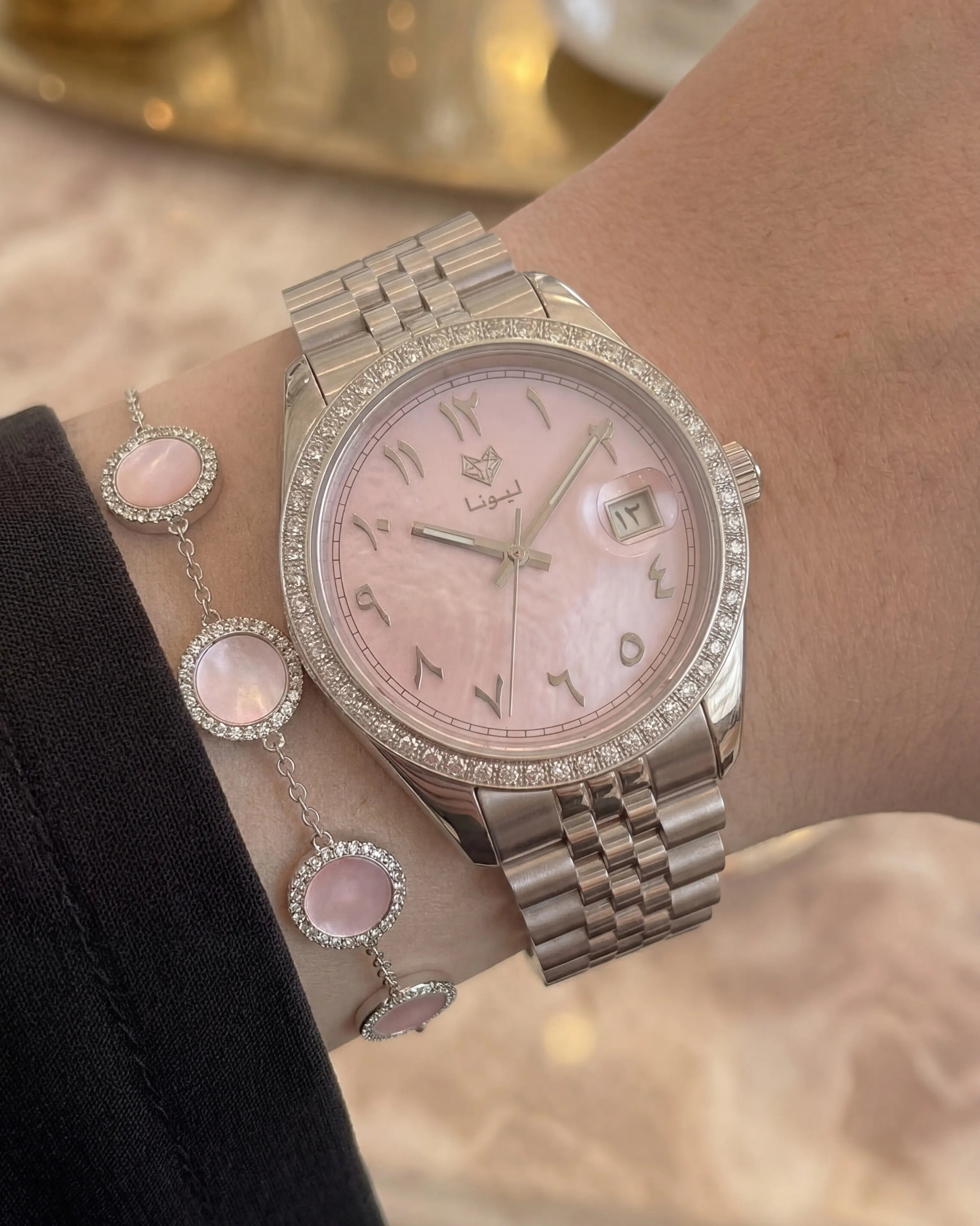 Perla Pink + Fine 925 Silver Bracelet