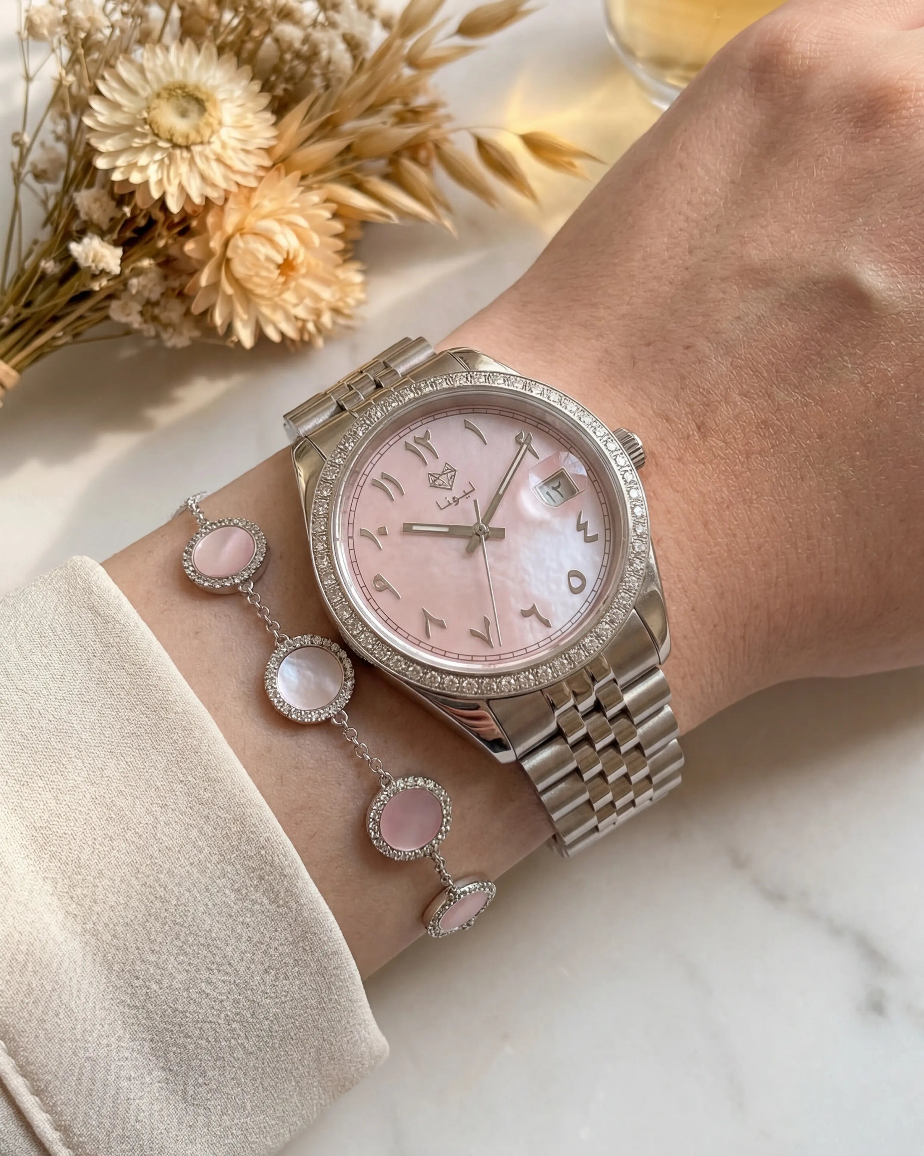 Perla Pink + Genuine Leather Strap
