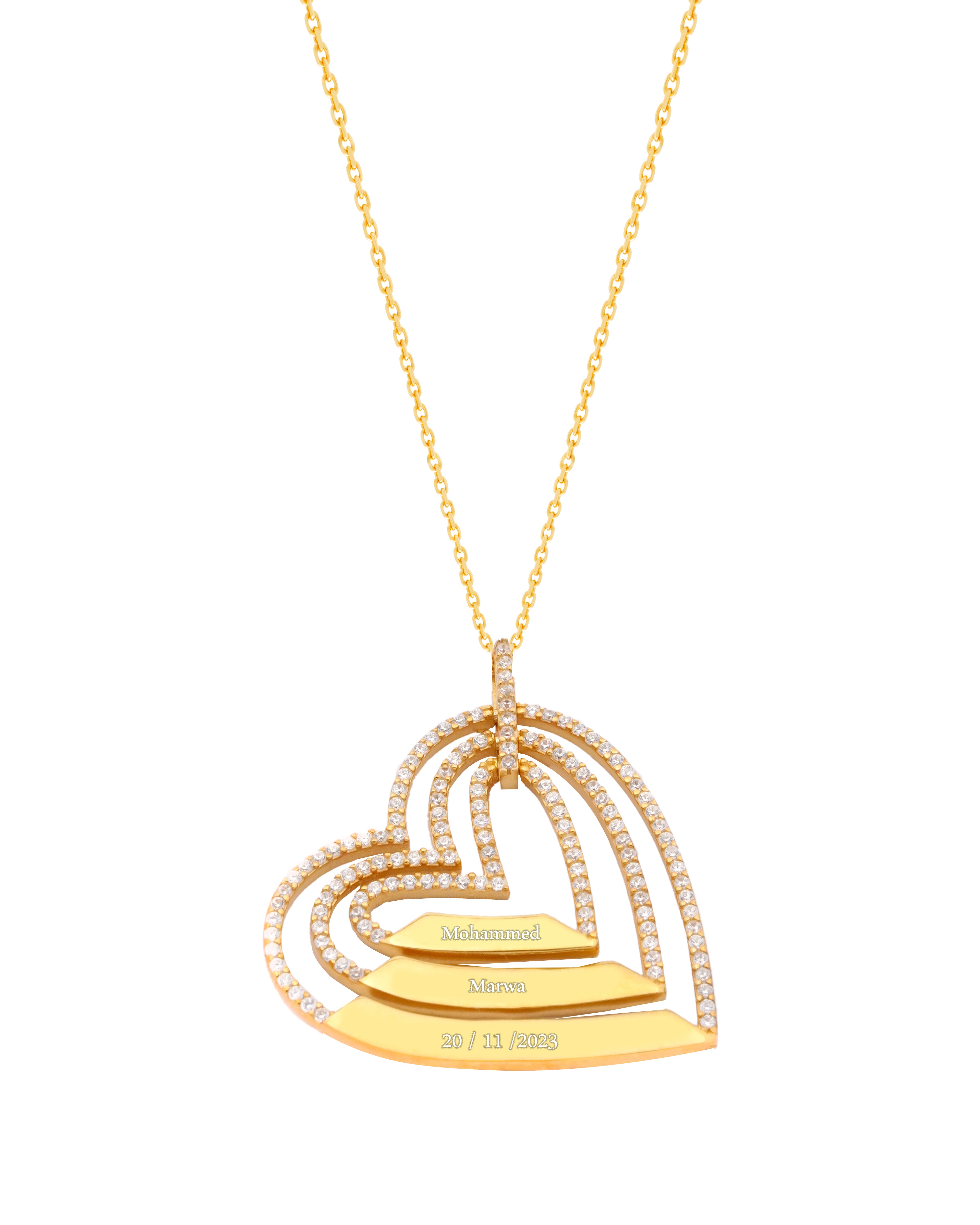 925 Silver Personalized Custom Trio Heart Name Necklace - Leona Jewelry