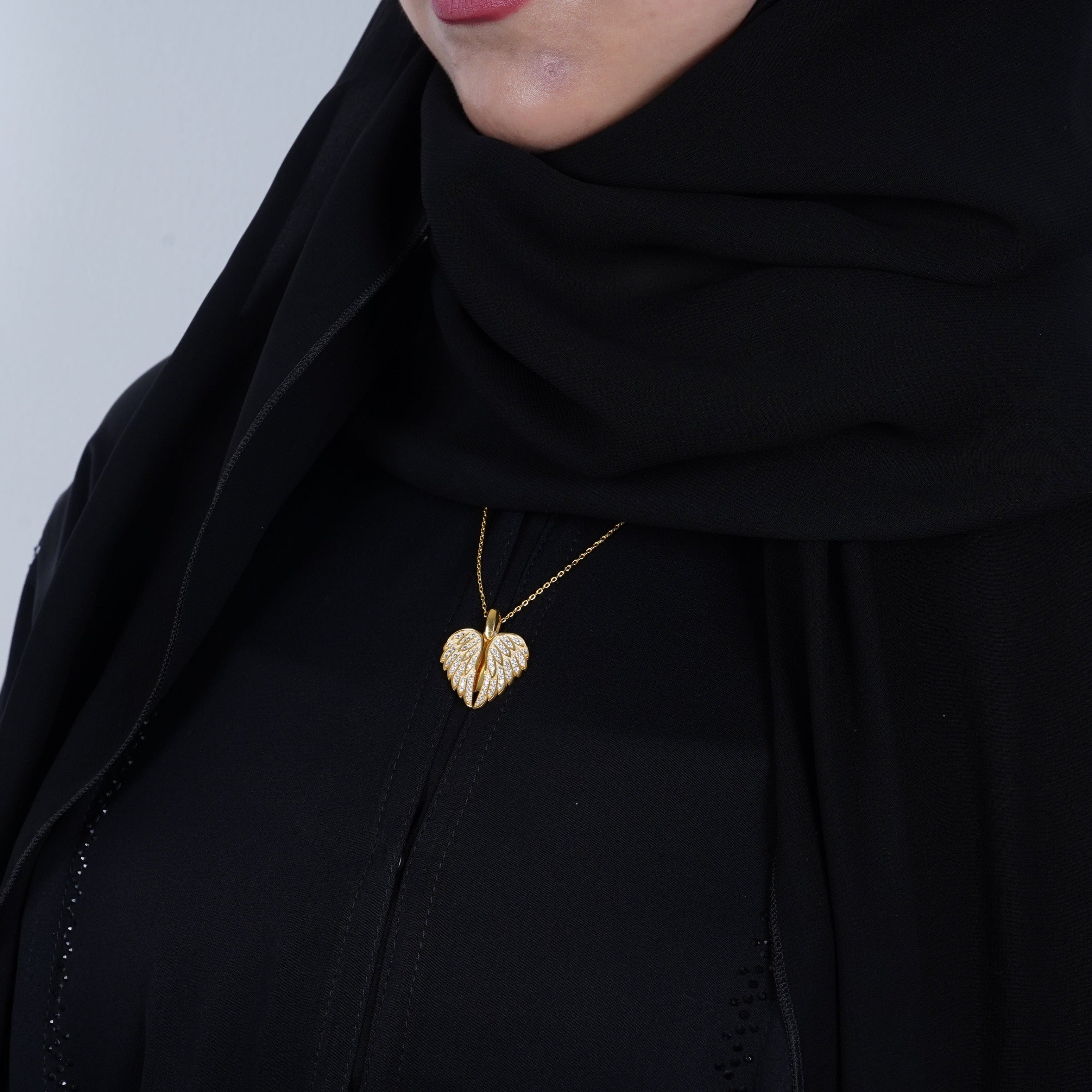 925 Silver Personalized Custom Angel Wings Name Necklace (White Stones) - Leona Jewelry