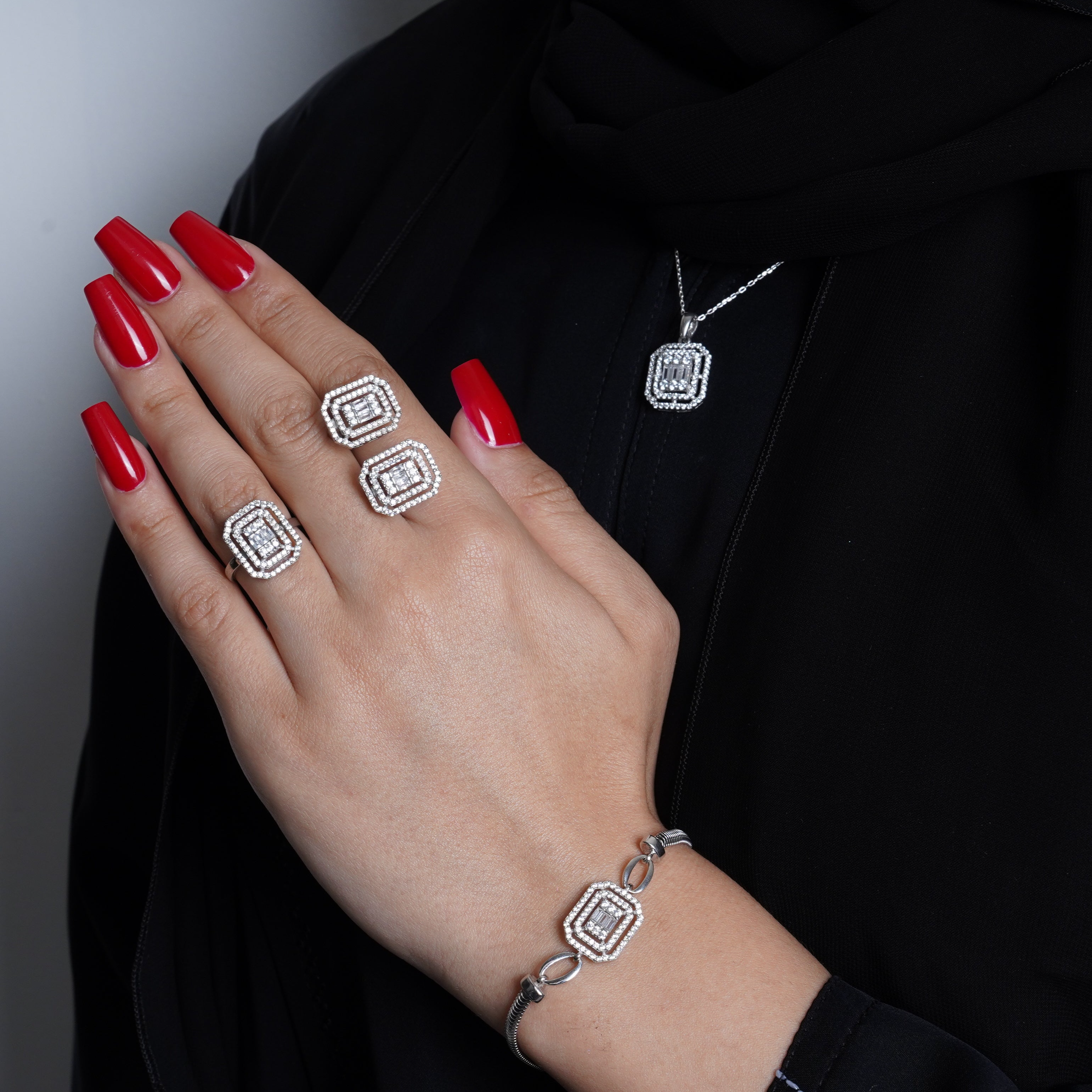 925 Silver Octagon Ring (Silver) - Leona Jewelry