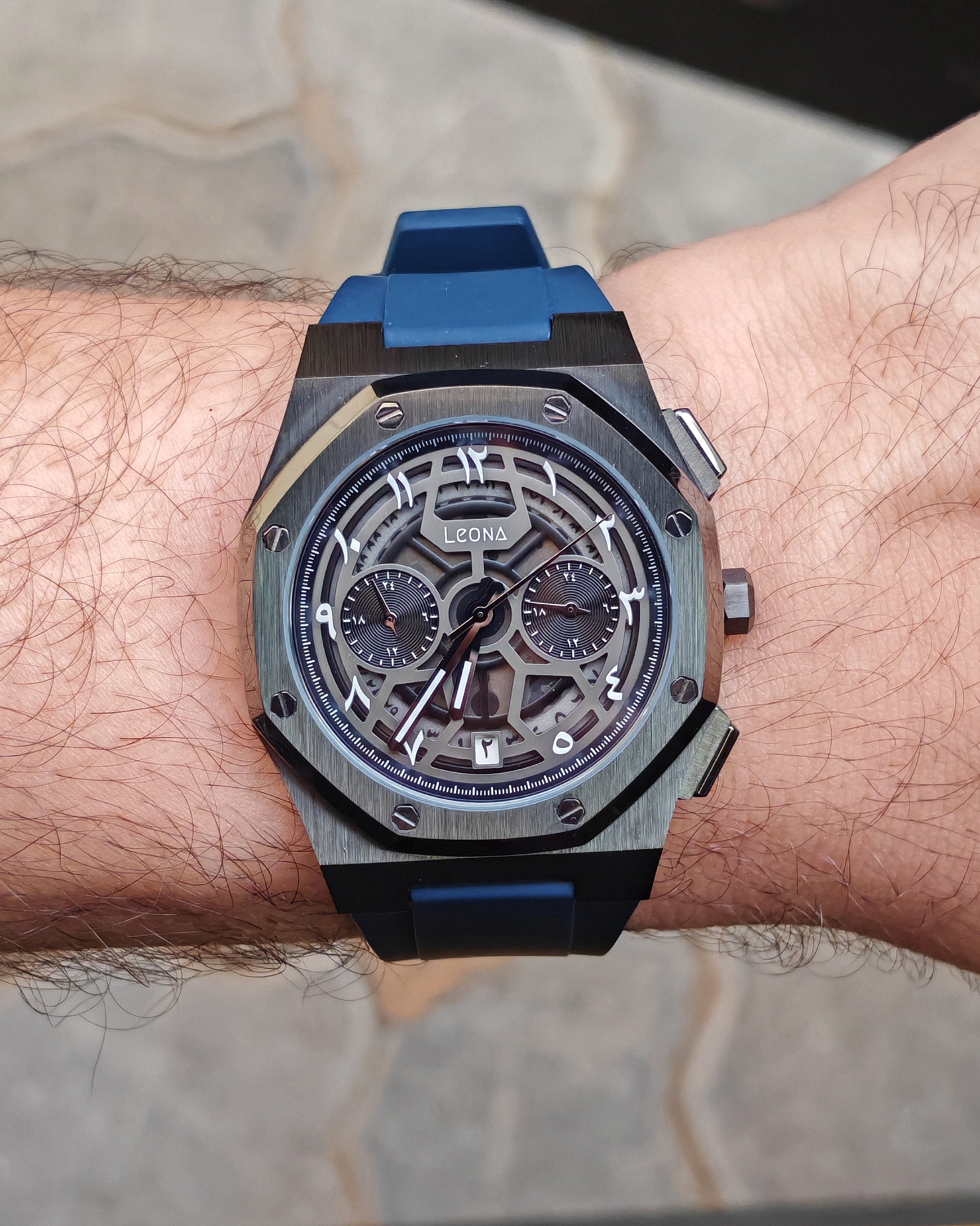 Royal Skeleton Blue - 40mm / Full 316L Steel / Japanese Dual-Time Movement / Waterproof - Exclusive Collection