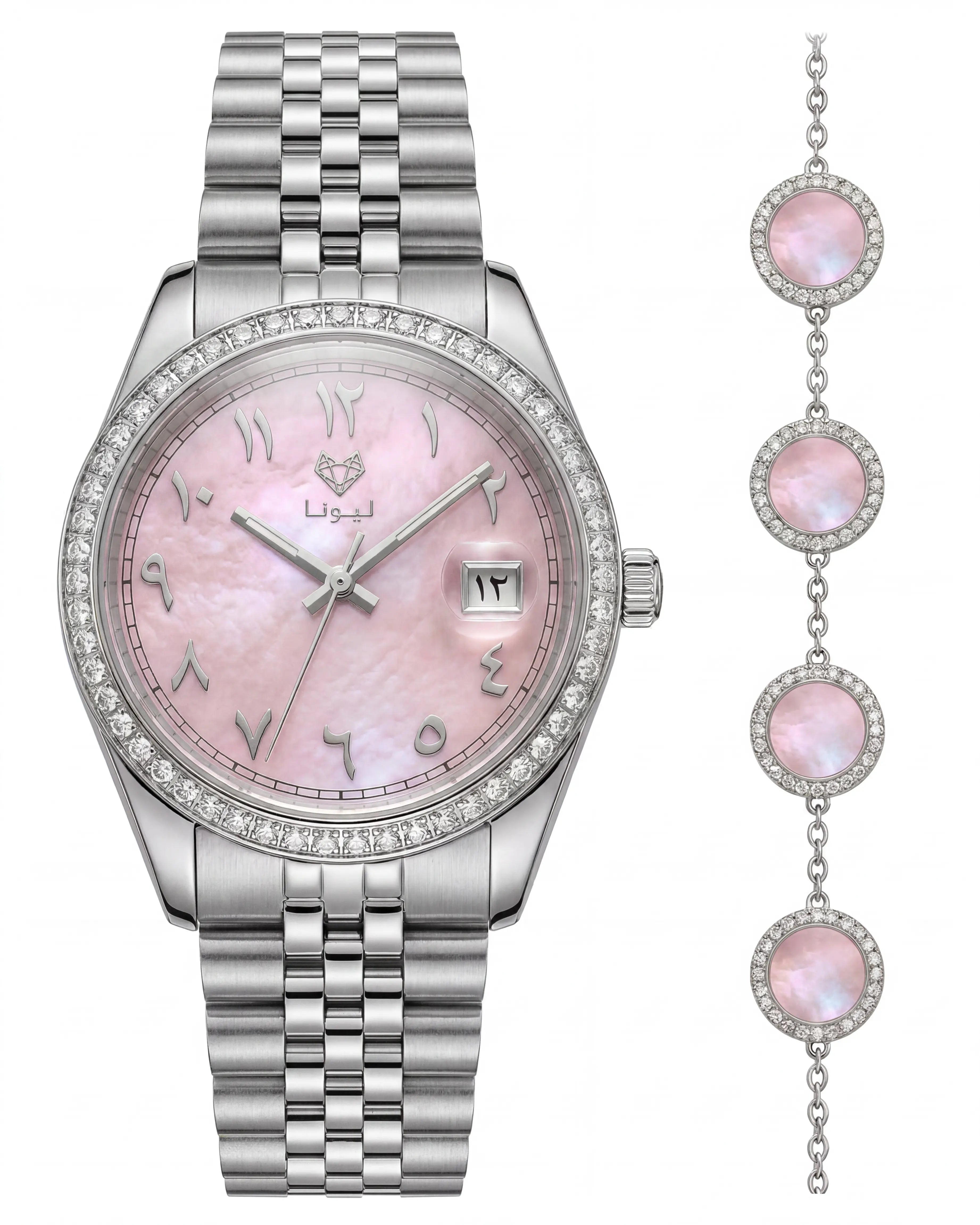 Perla Pink + Fine 925 Silver Bracelet