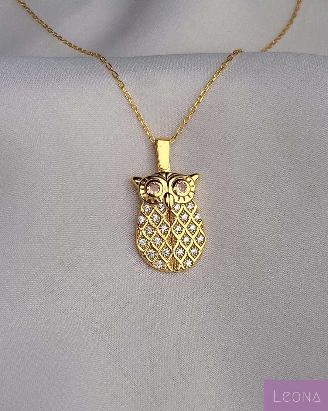 925 Silver Personalized Custom Owl Name Necklace - Leona Jewelry