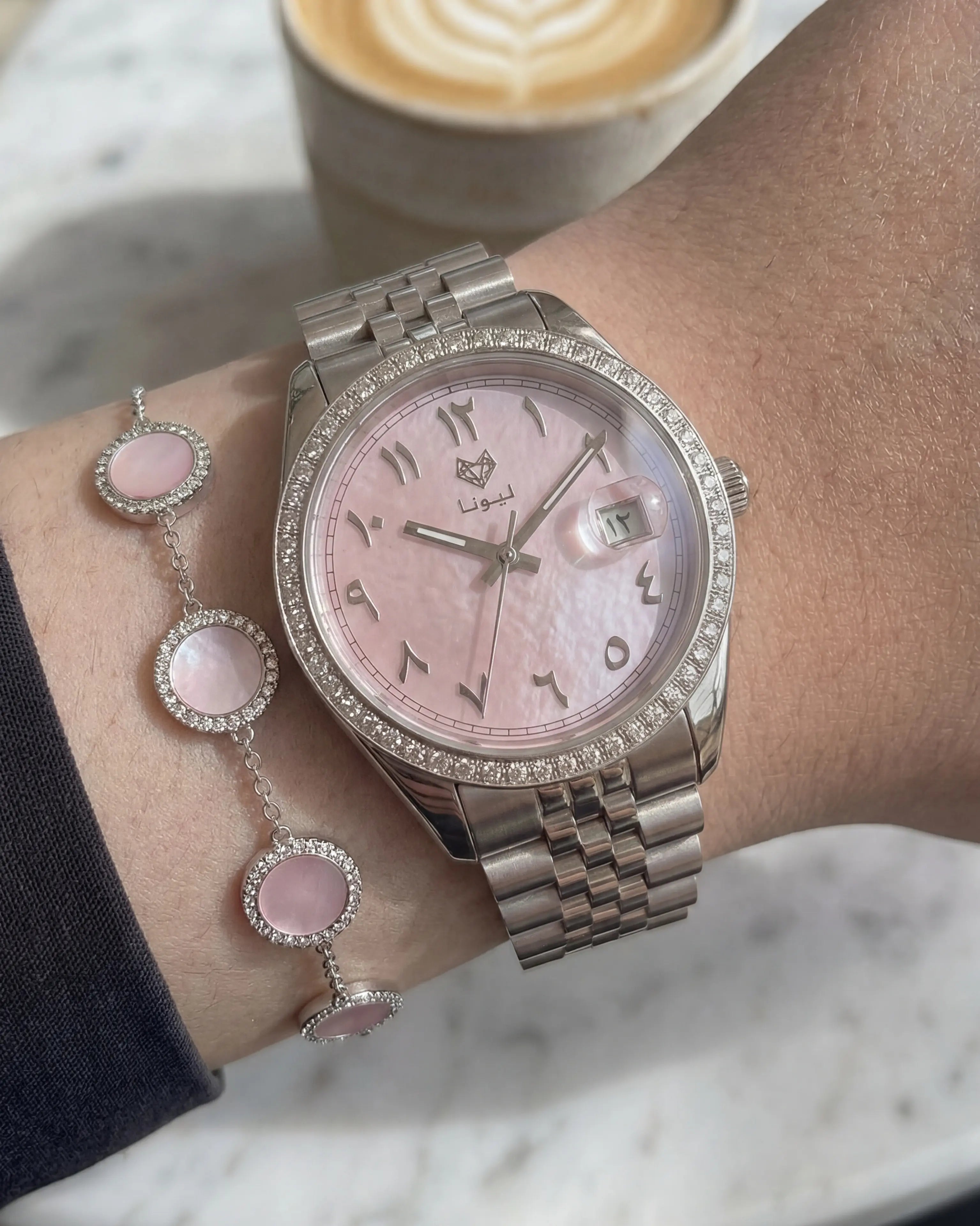 Perla Pink + Genuine Leather Strap