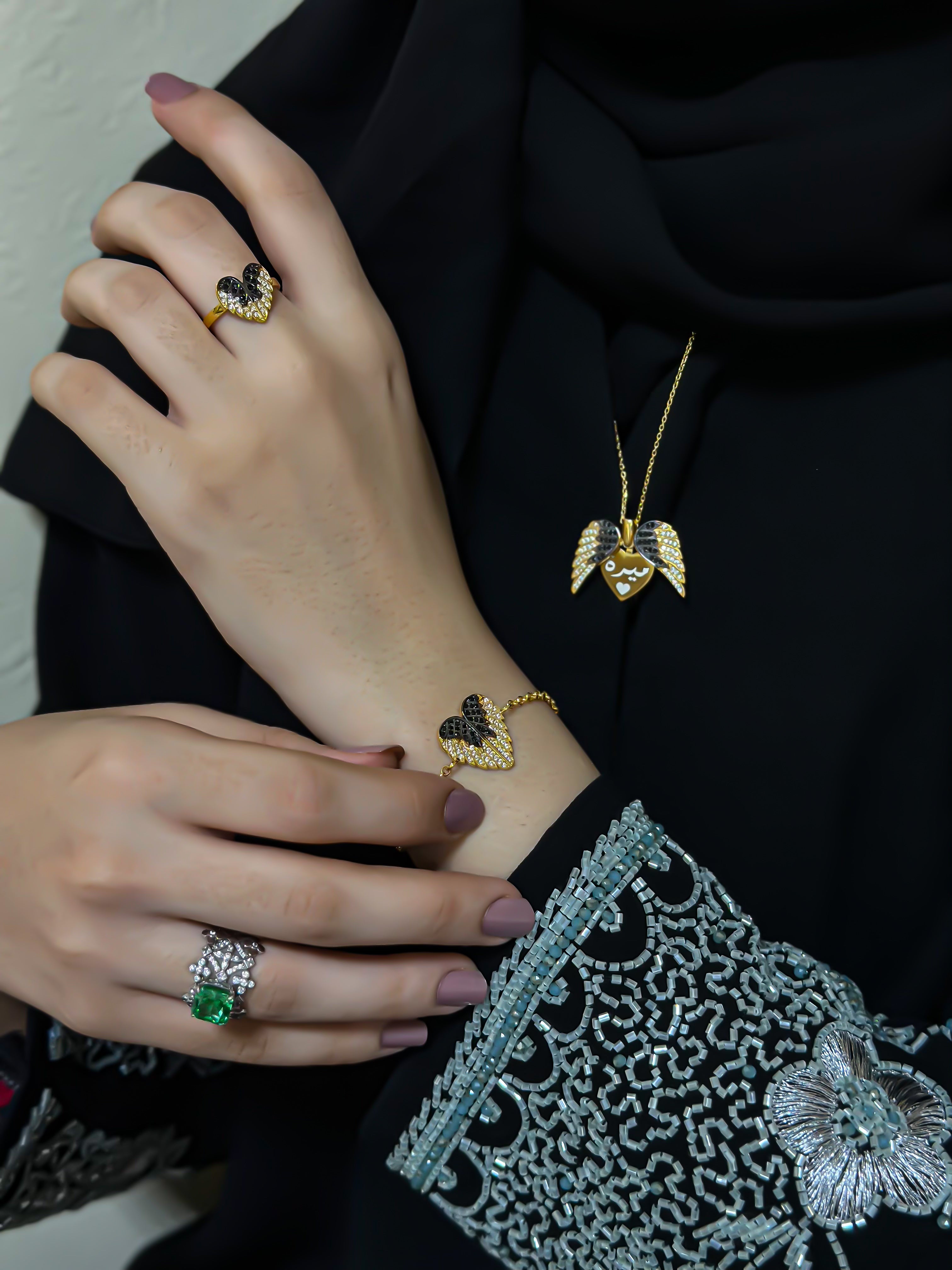 925 Silver Personalized Custom Angel Wings Name Necklace - Leona Jewelry