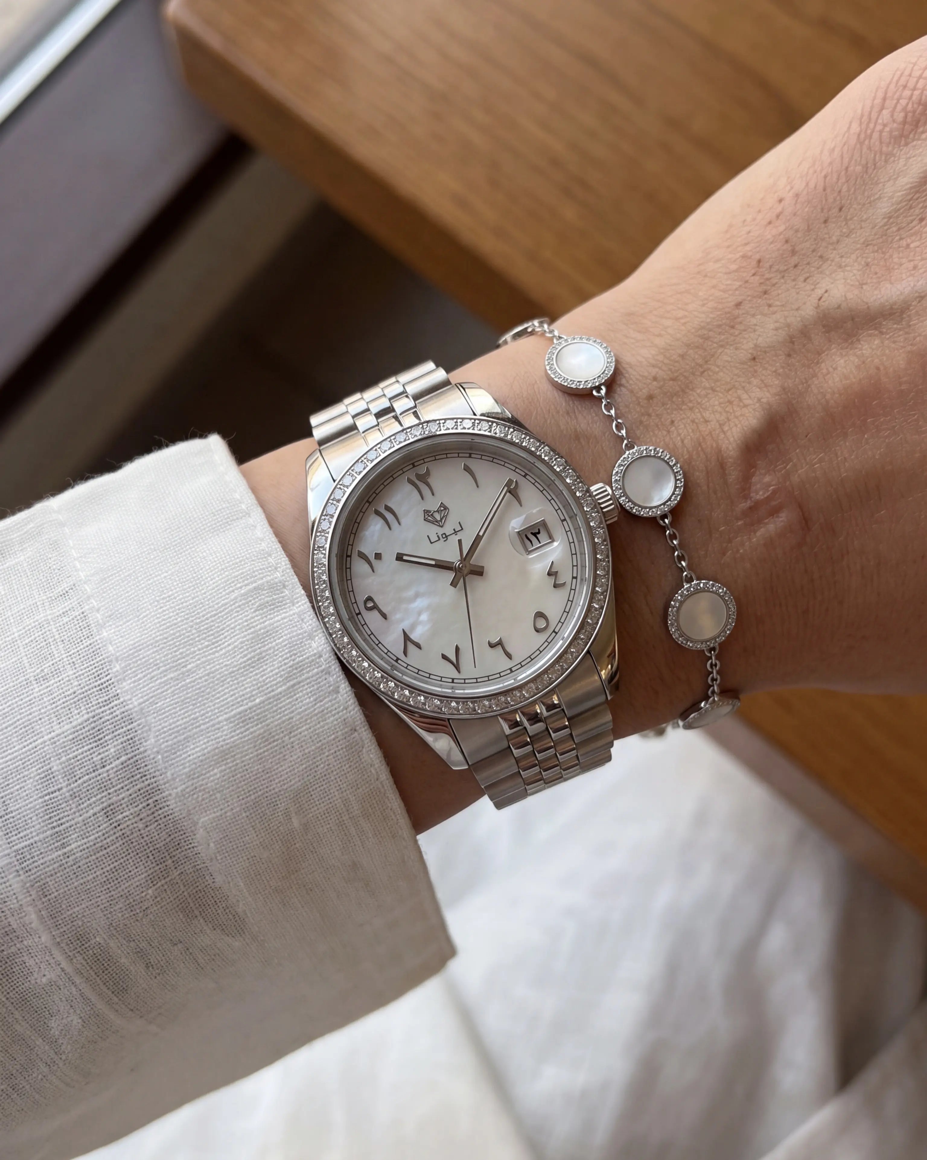 Perla White + Fine 925 Silver Bracelet