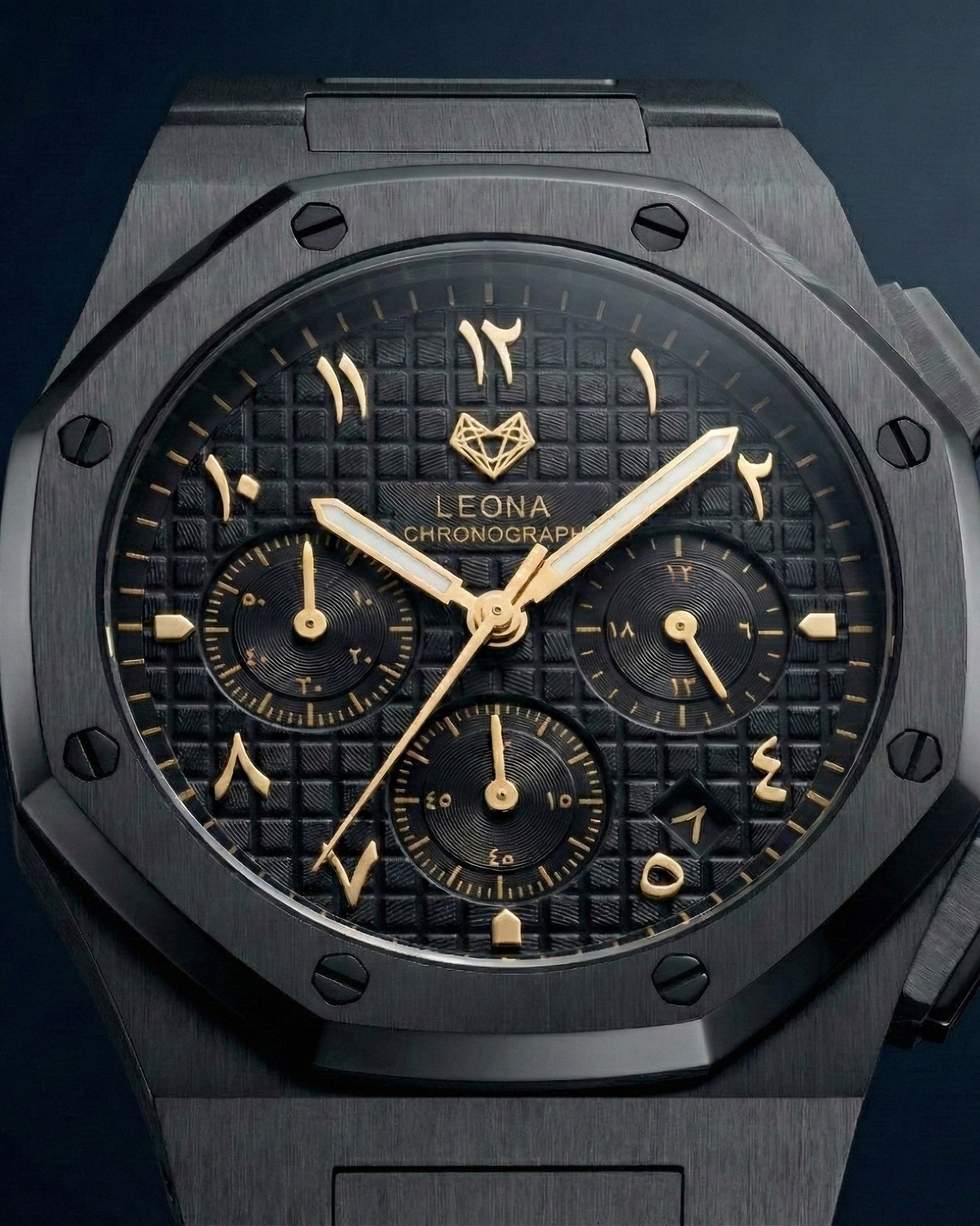 Royal Chronograph Black Edition Gold - Full 316L Steel / Japanese Movement / Waterproof / Sapphire Crystal - Exclusive Collection