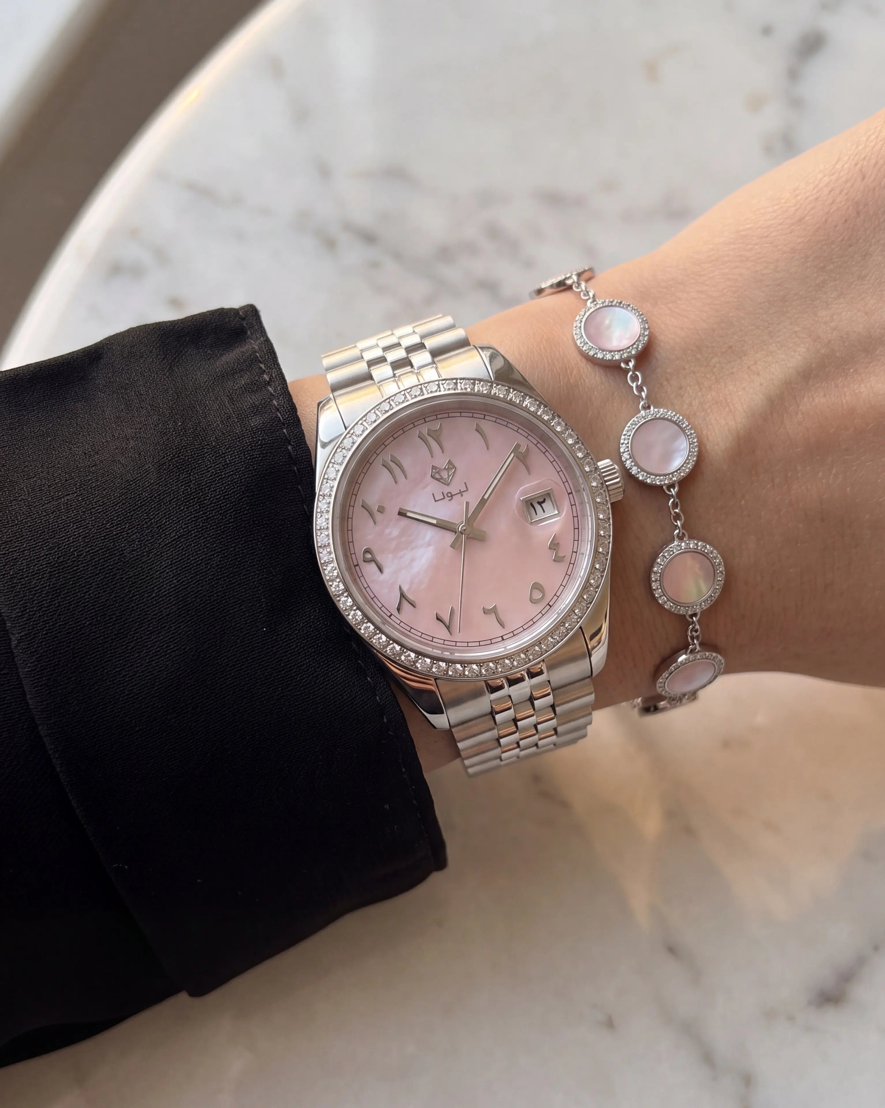Perla Pink + Genuine Leather Strap