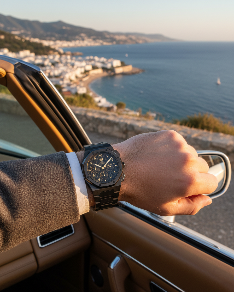 Royal Chronograph Black Edition Gold - Full 316L Steel / Japanese Movement / Waterproof / Sapphire Crystal - Exclusive Collection