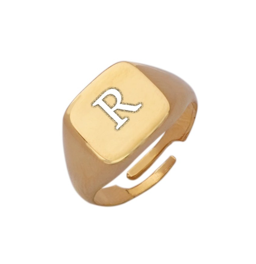 925 Silver Personalized Custom Engraving Square Ring - Leona Jewelry