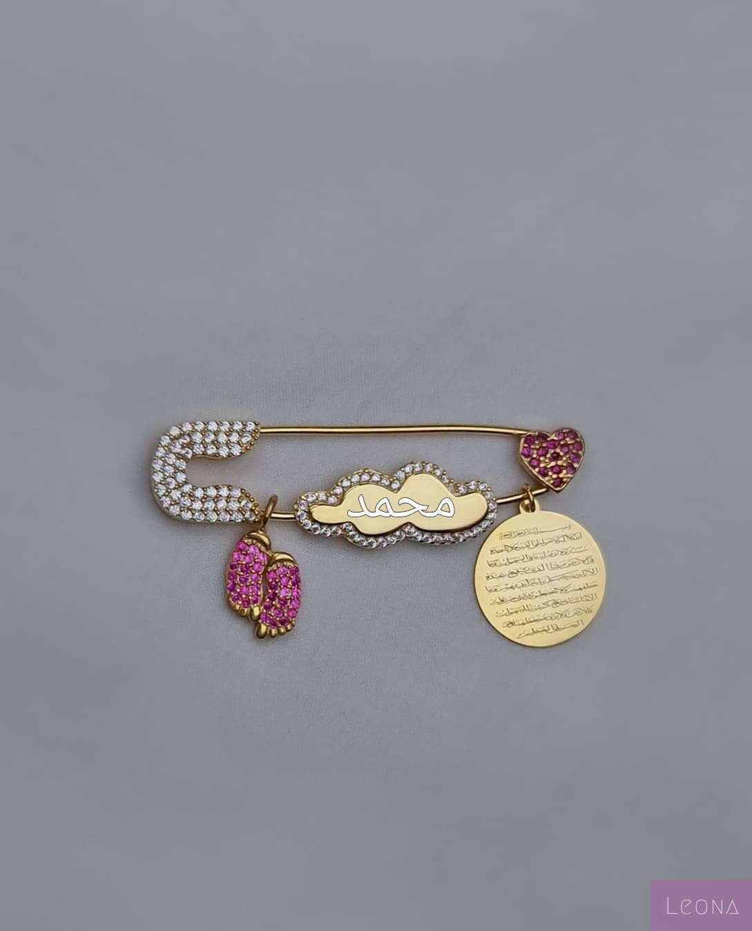 925 Silver Personalized Custom Baby Name Brooch - Leona Jewelry