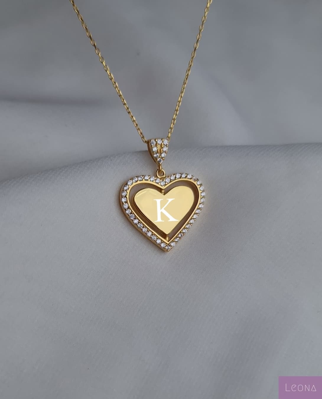 925 Silver Personalized Custom Rotating Heart Name Necklace - Leona Jewelry