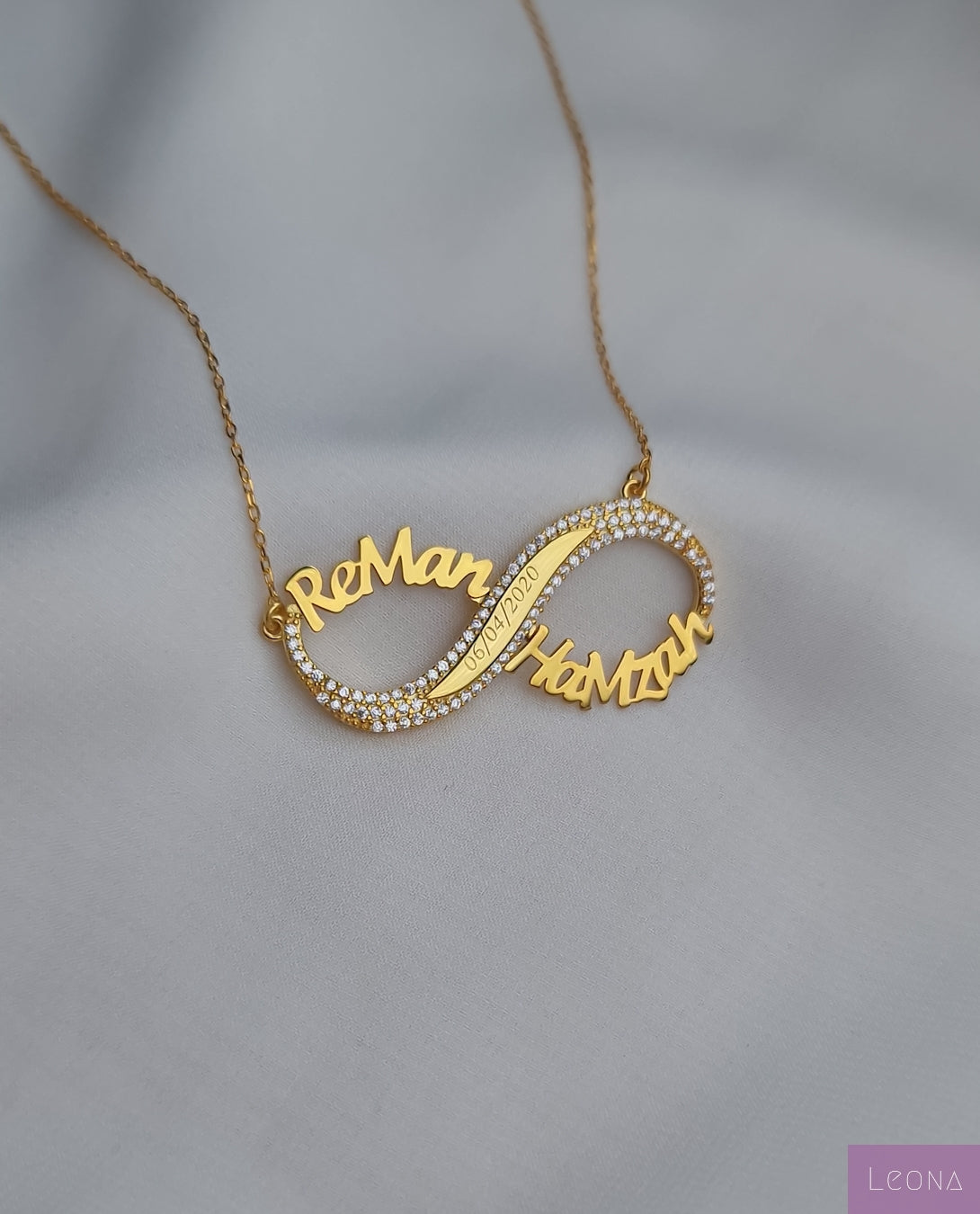925 Silver Personalized Custom Infinity Couple Names Necklace - Leona Jewelry