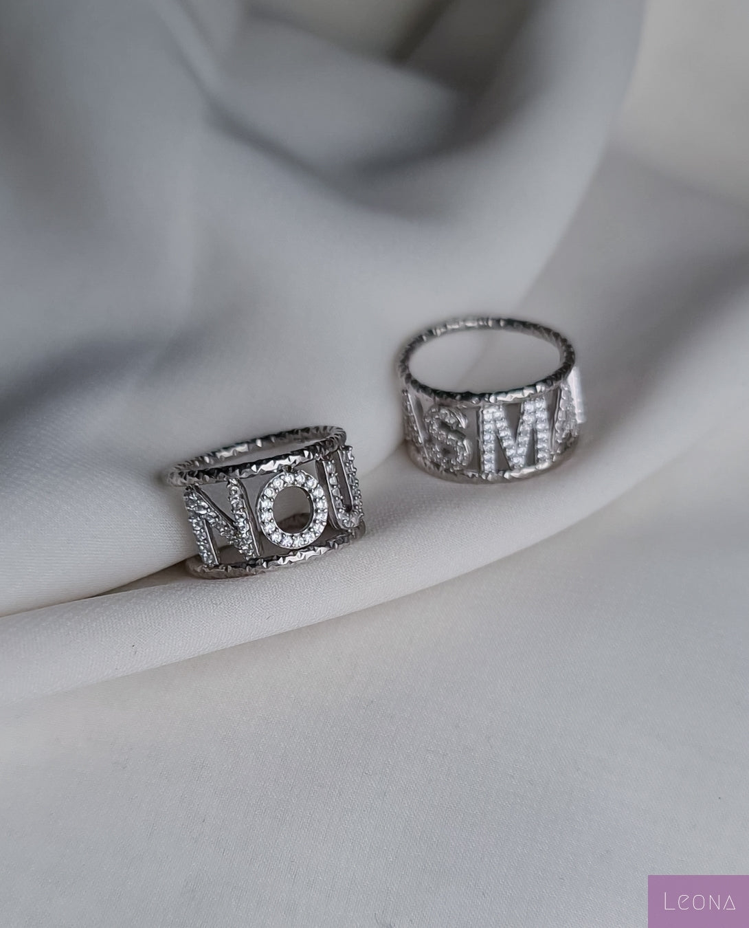 925 Silver Personalized Custom Name Ring - Leona Jewelry