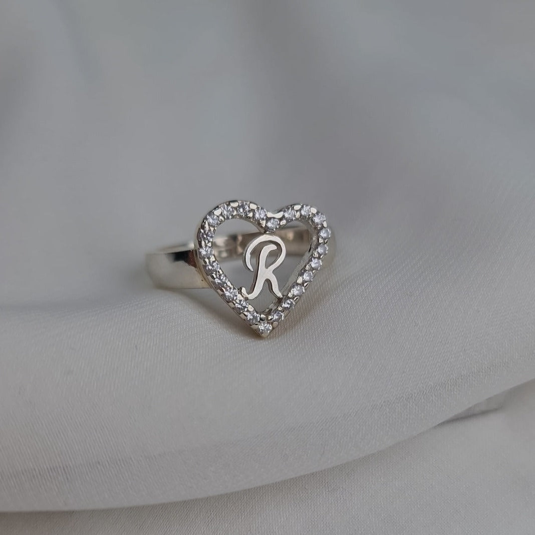 925 Silver Personalized Custom Letter Ring - Leona Jewelry